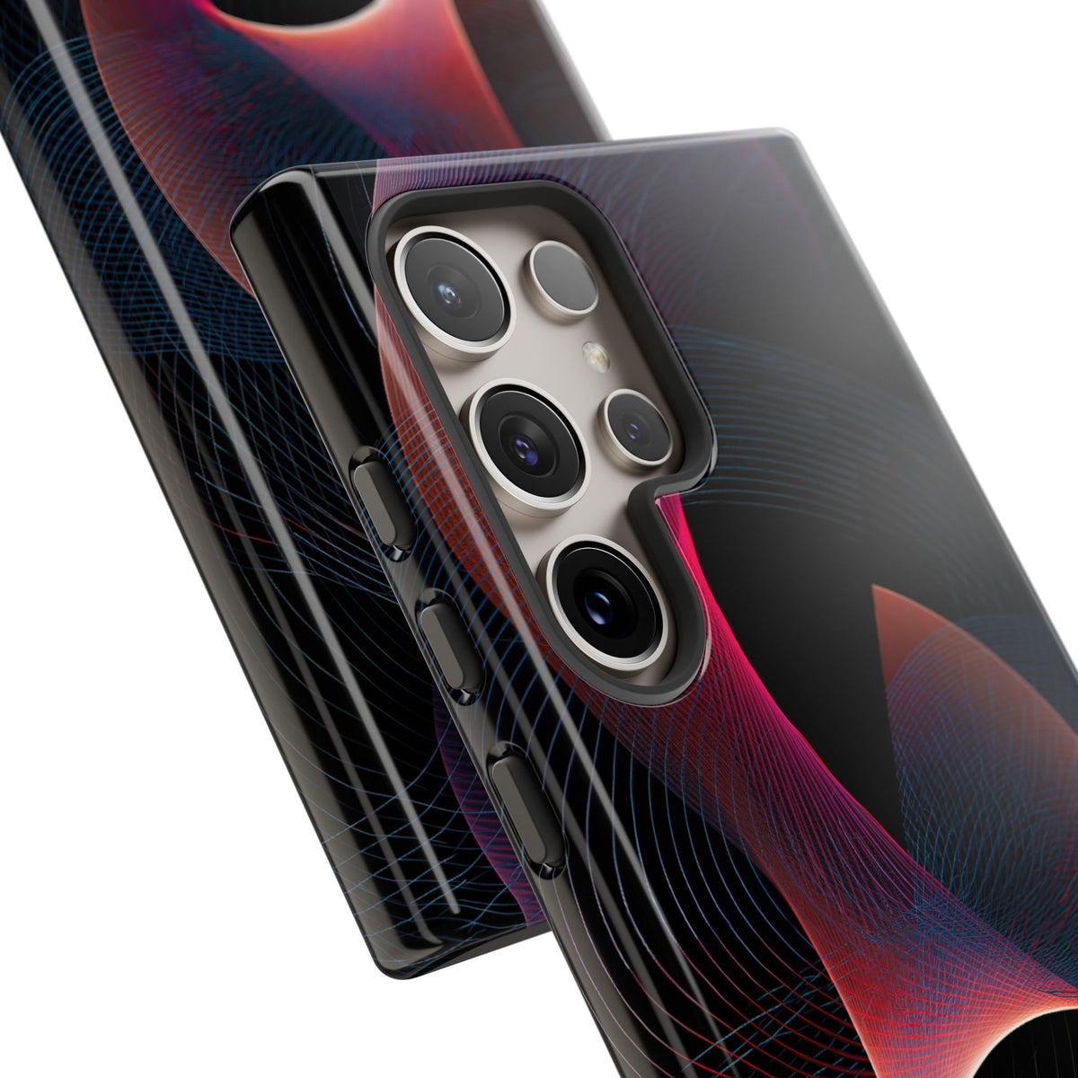 Black Tough Phone Case for Samsung - Cobalt Crimson Flux