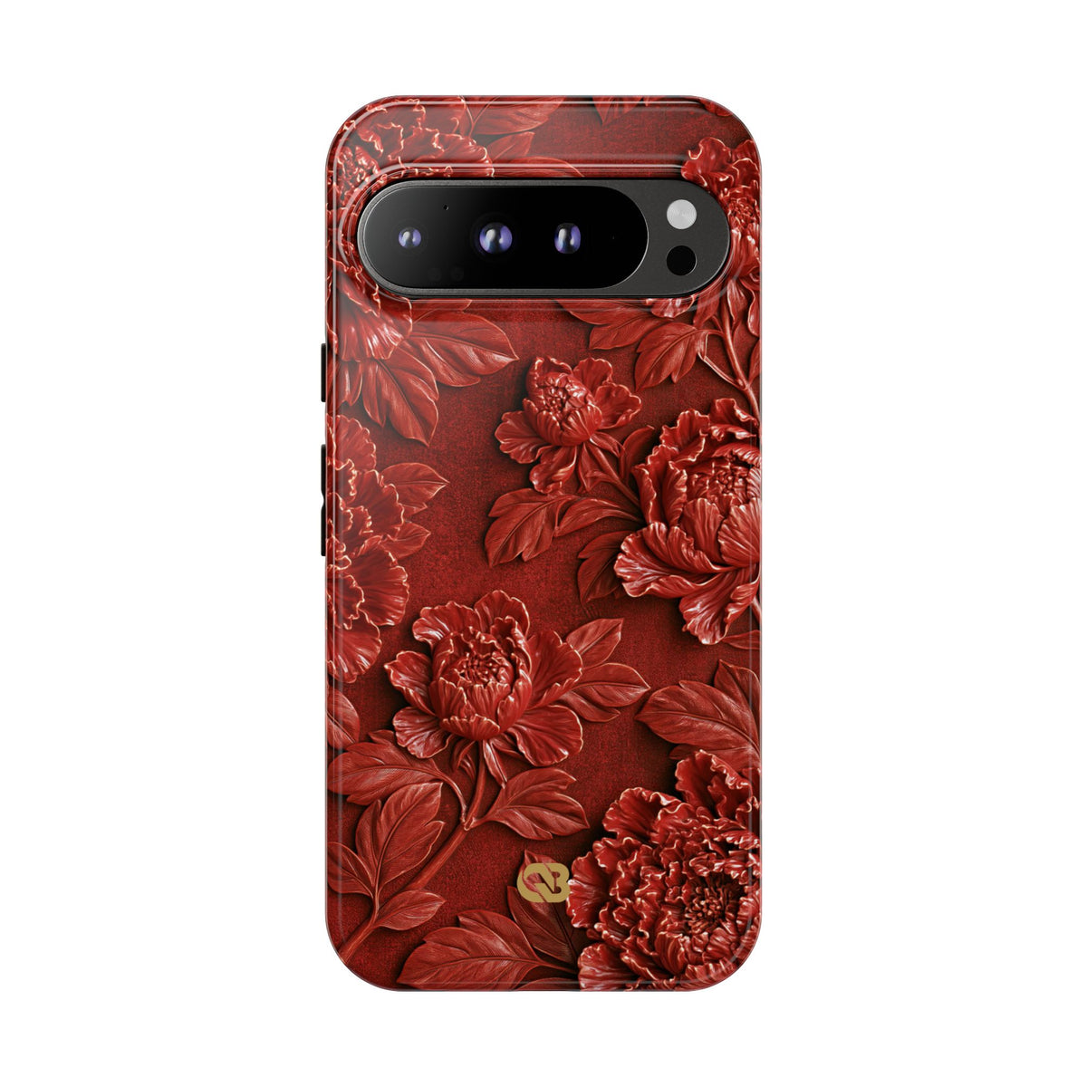 Cinnabar Peony Relief · Tough Phone Case for Pixel · Red