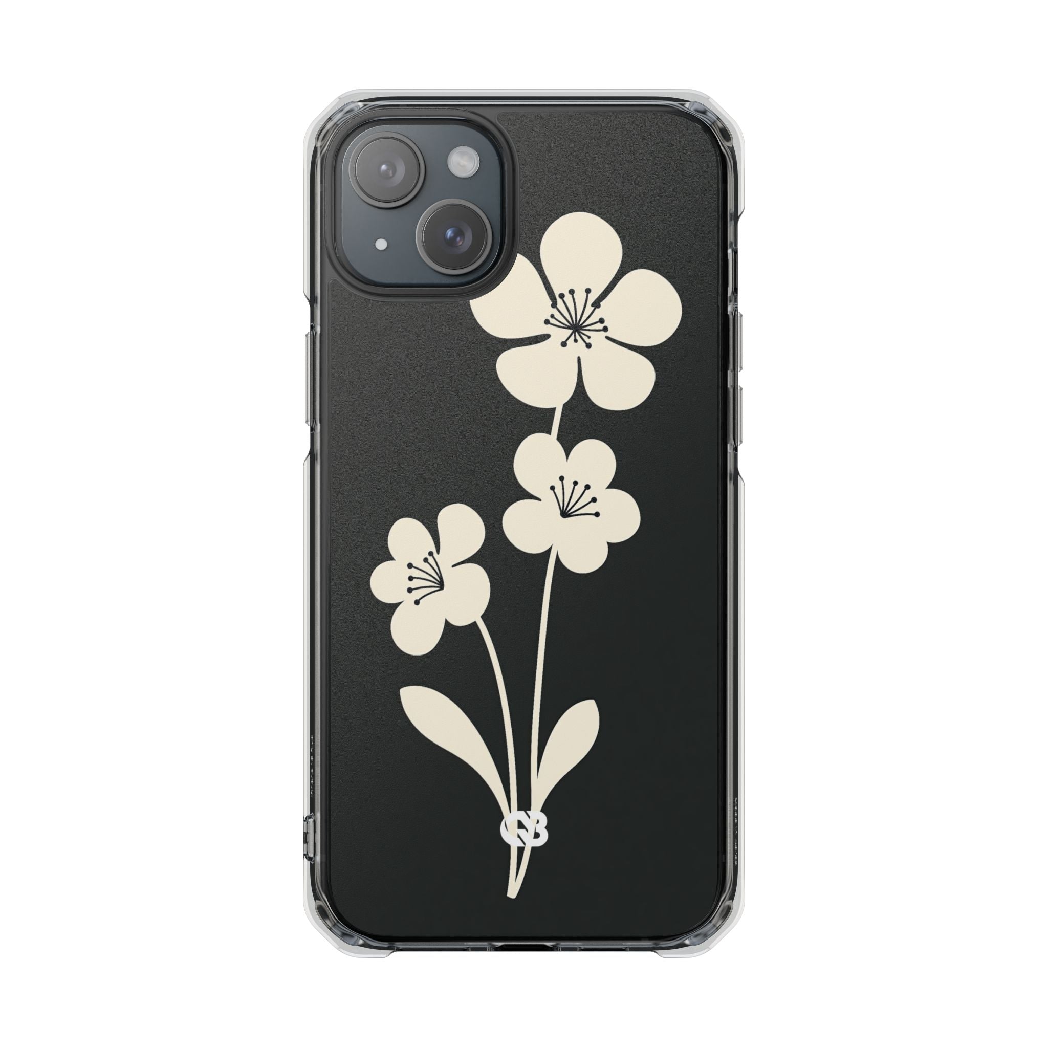Black Impact MagSafe Phone Case for iPhone - Obsidian Cream Bloom