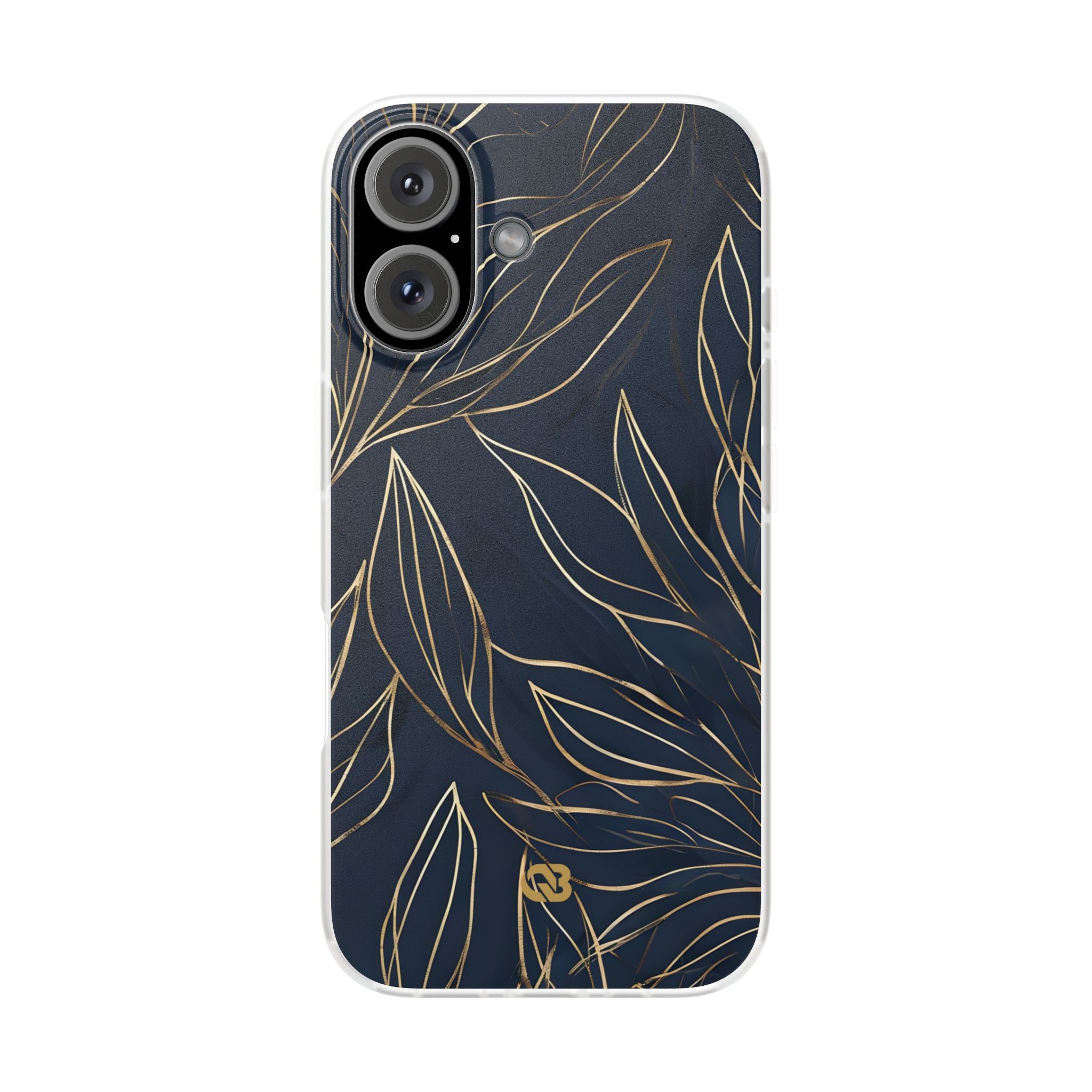 Gilded Navy Foliage · Soft Phone Case for iPhone
