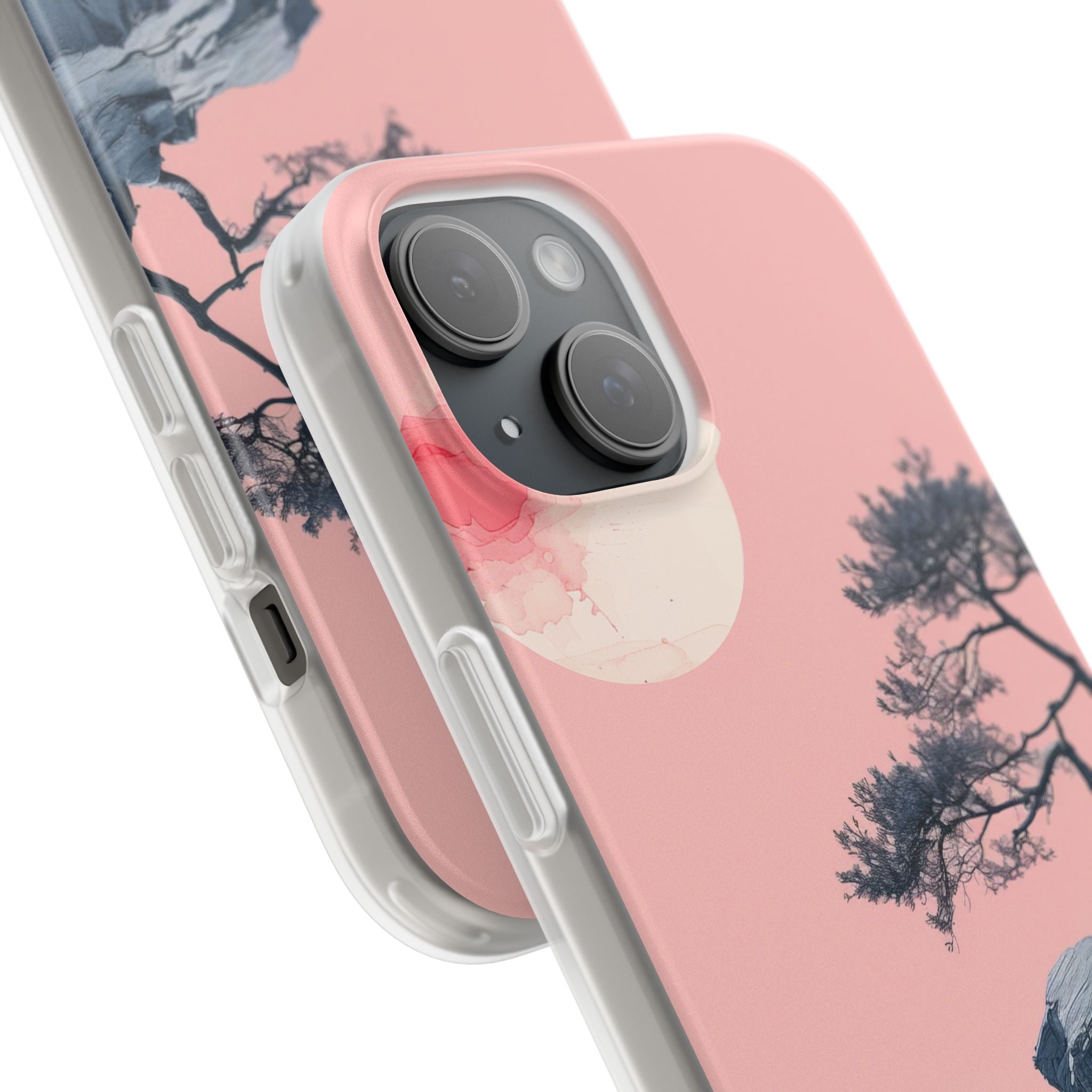 Crimson Moon Tree iPhone 15 Case - Soft