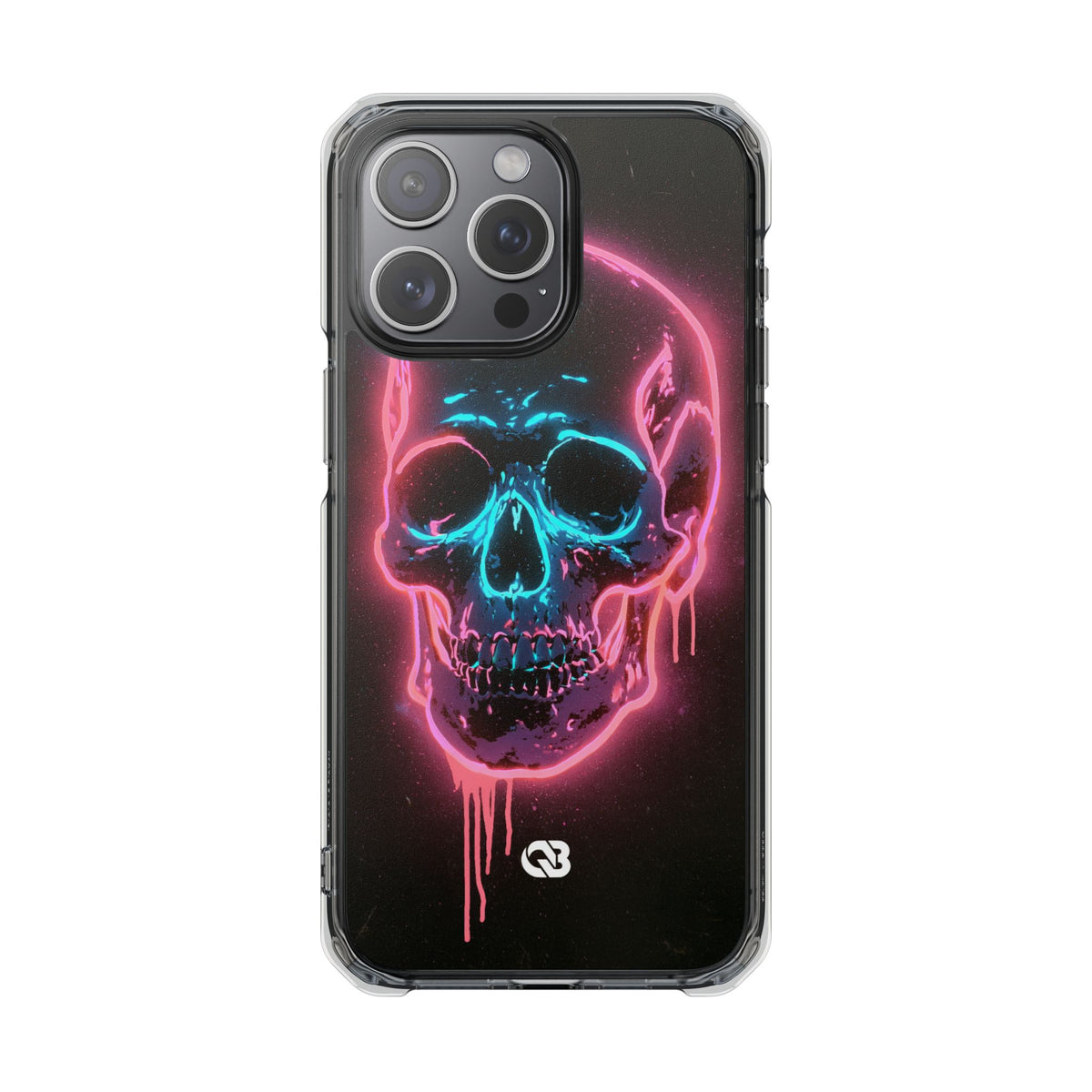 Neon Drip Skull · Clear Impact Magnetic Phone Case for iPhone · Black