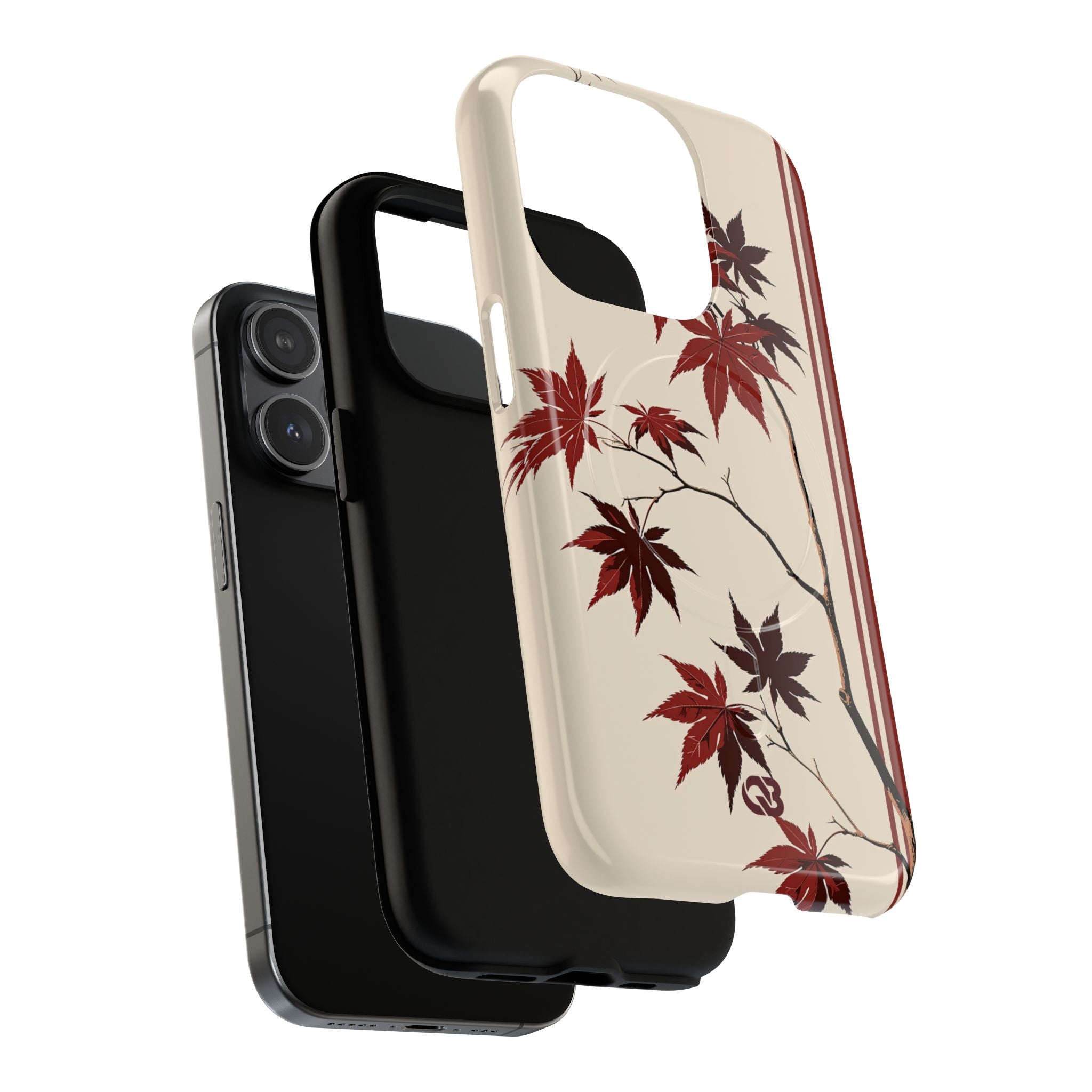 Red Tough 2.0 Magsafe Phone Case for iPhone - Crimson Momiji Stripe