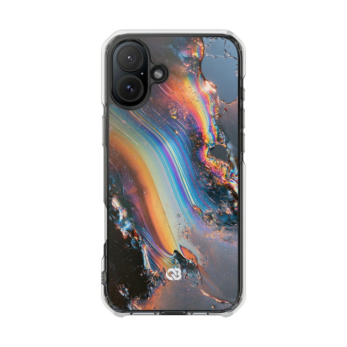 Prismatic Aura Flow · Clear Impact Magnetic Phone Case for iPhone · Blue