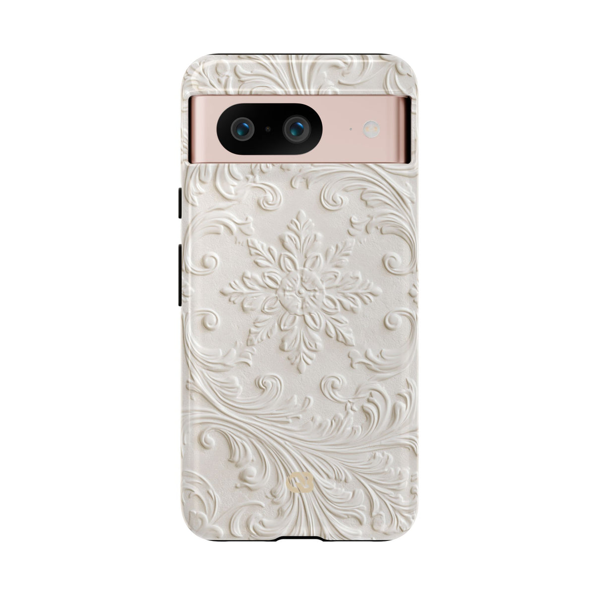 White Tough Phone Case for Google Pixel - Alabaster Floral Relief