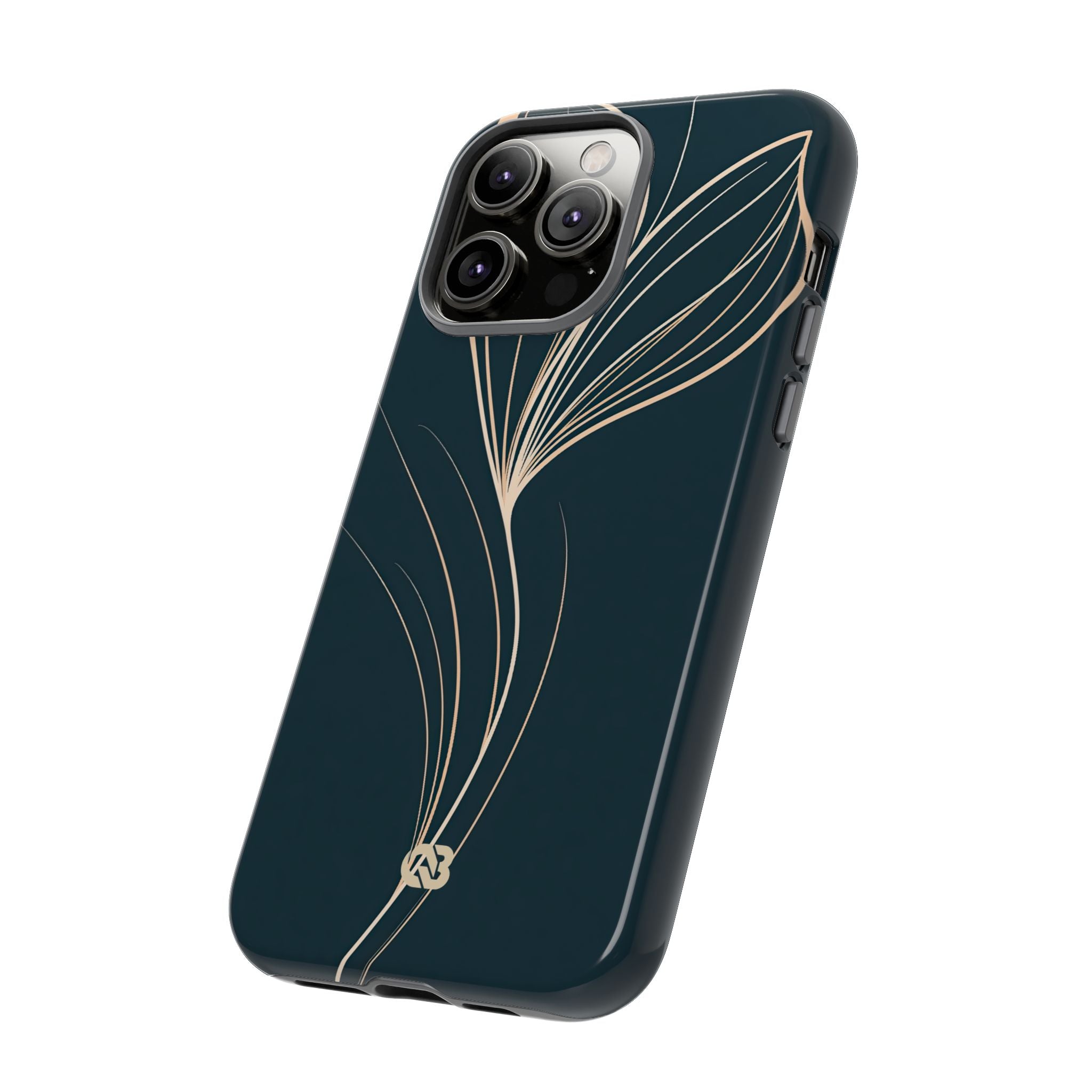 Teal Tough Phone Case for iPhone - Sandstone Silk Flora
