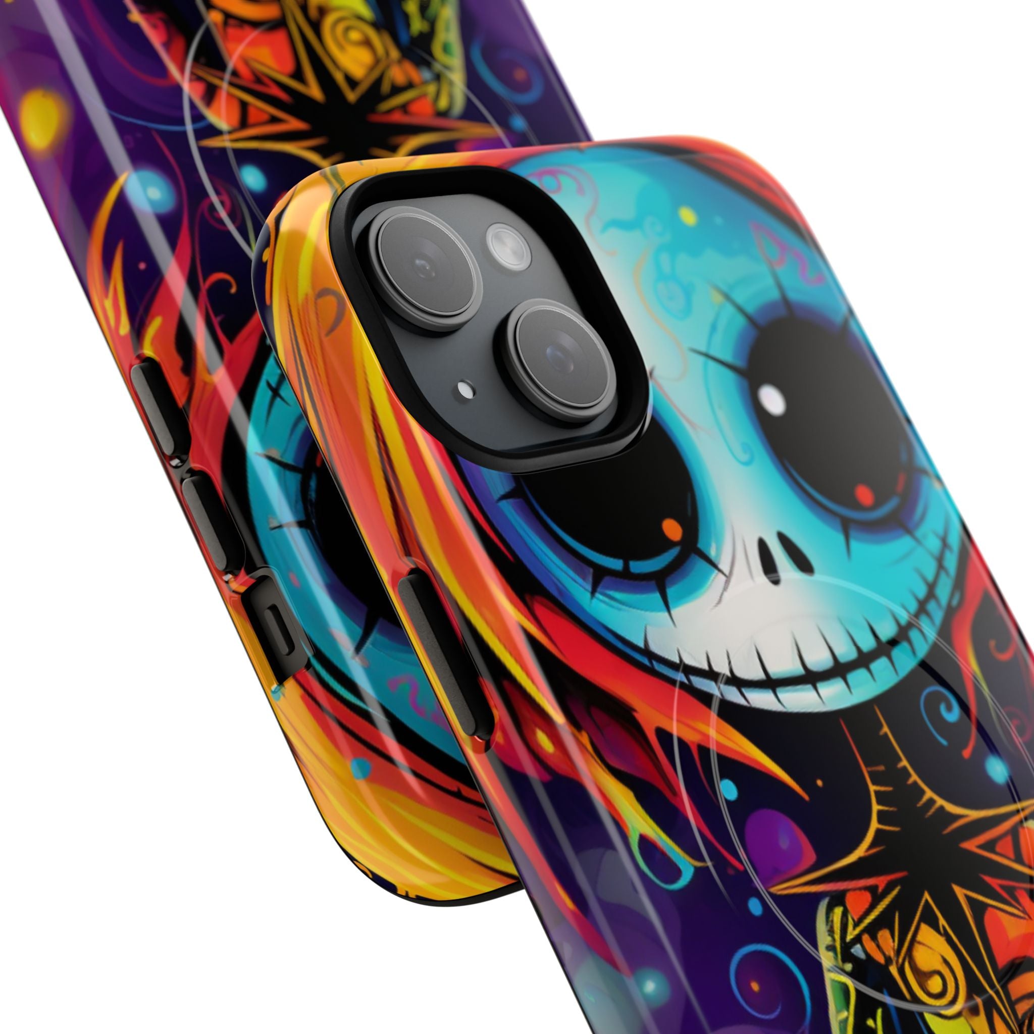 Blue Skull Swirl iPhone 15 Plus Case - Tough+ - CASE•BOB