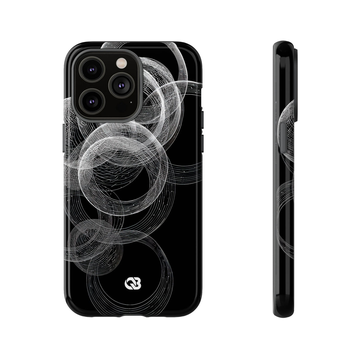 Black Tough Phone Case for iPhone - Kinetic Wireframe Orbit