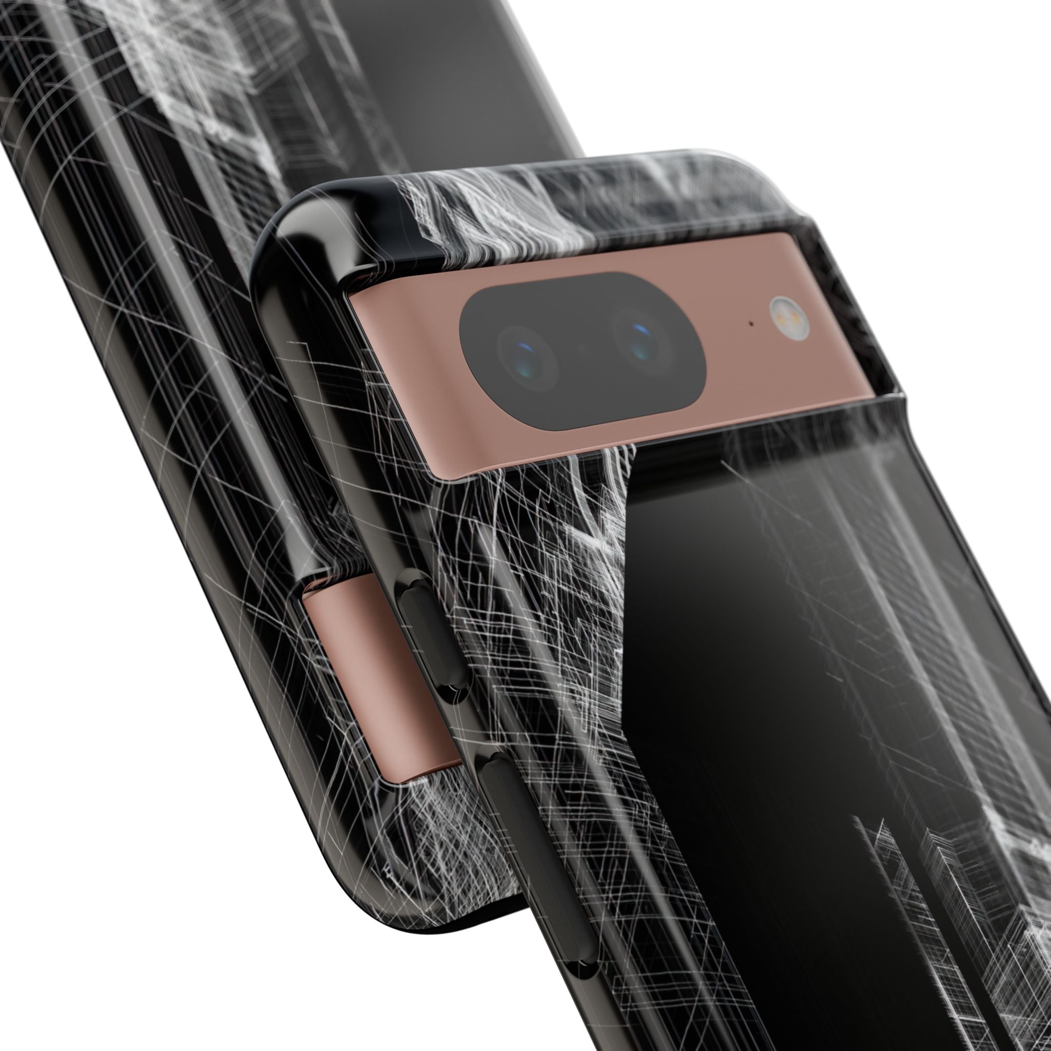 Black Tough Phone Case for Google Pixel - Ghost Urban Wireframe