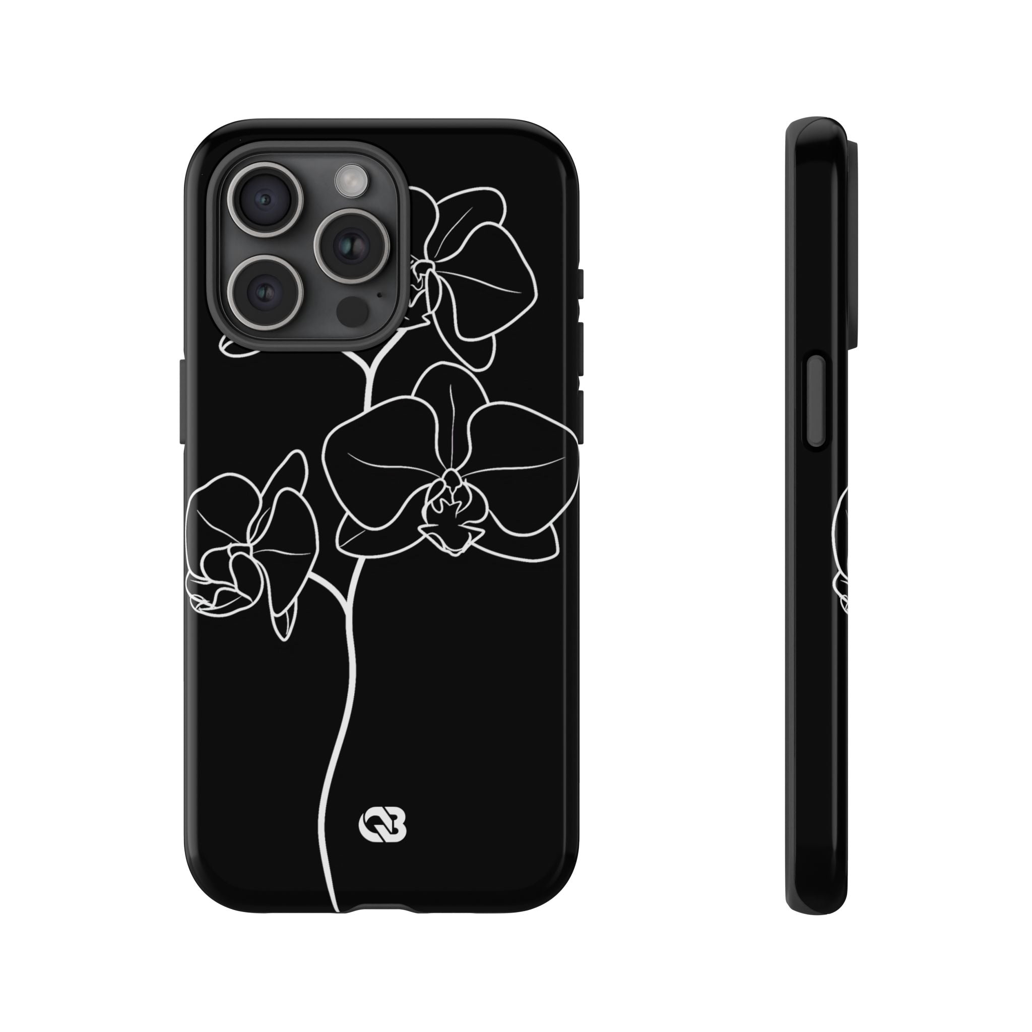 Black Tough Phone Case for iPhone - Noir Alabaster Orchid