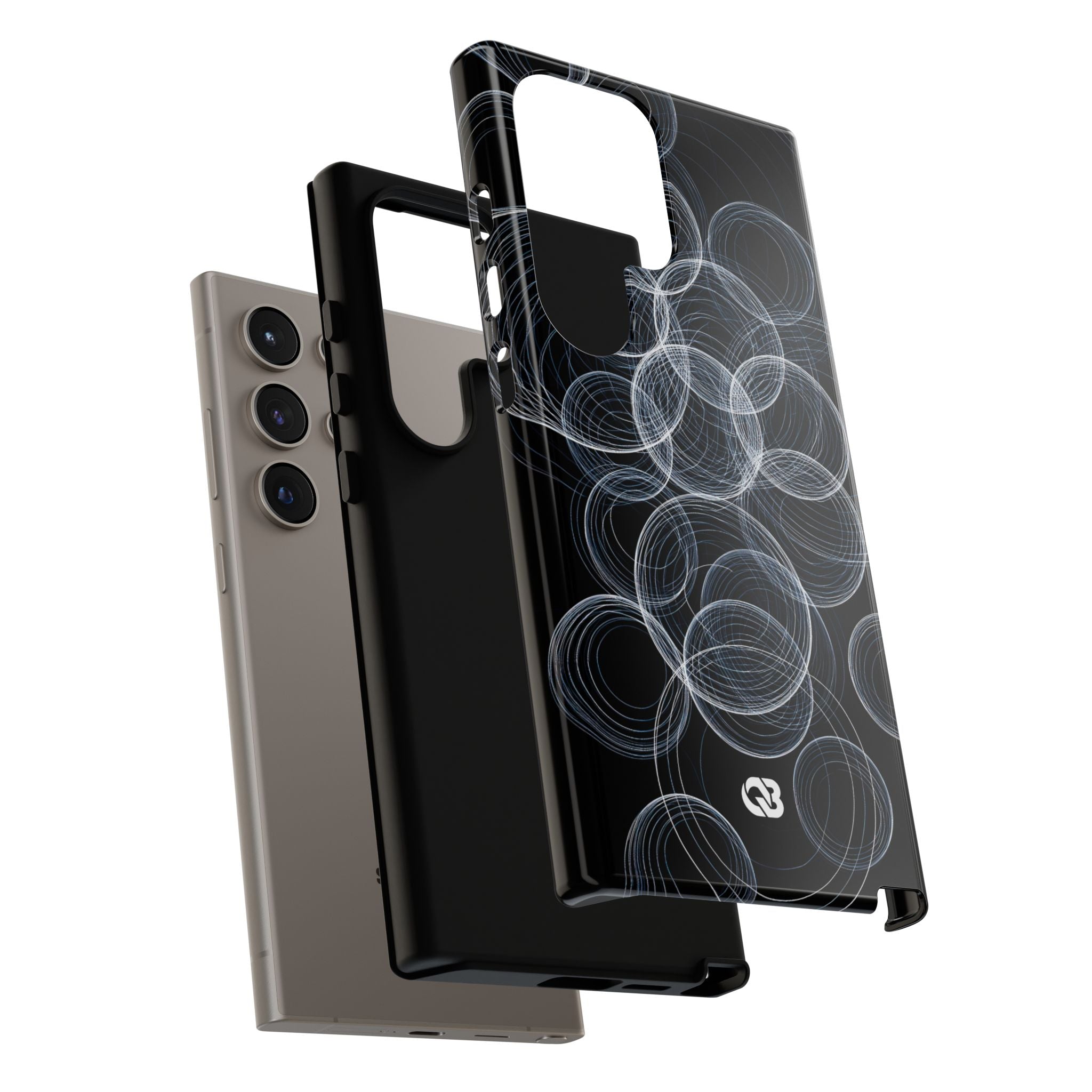 Black Tough Phone Case for Samsung - Frosted Ring Matrix