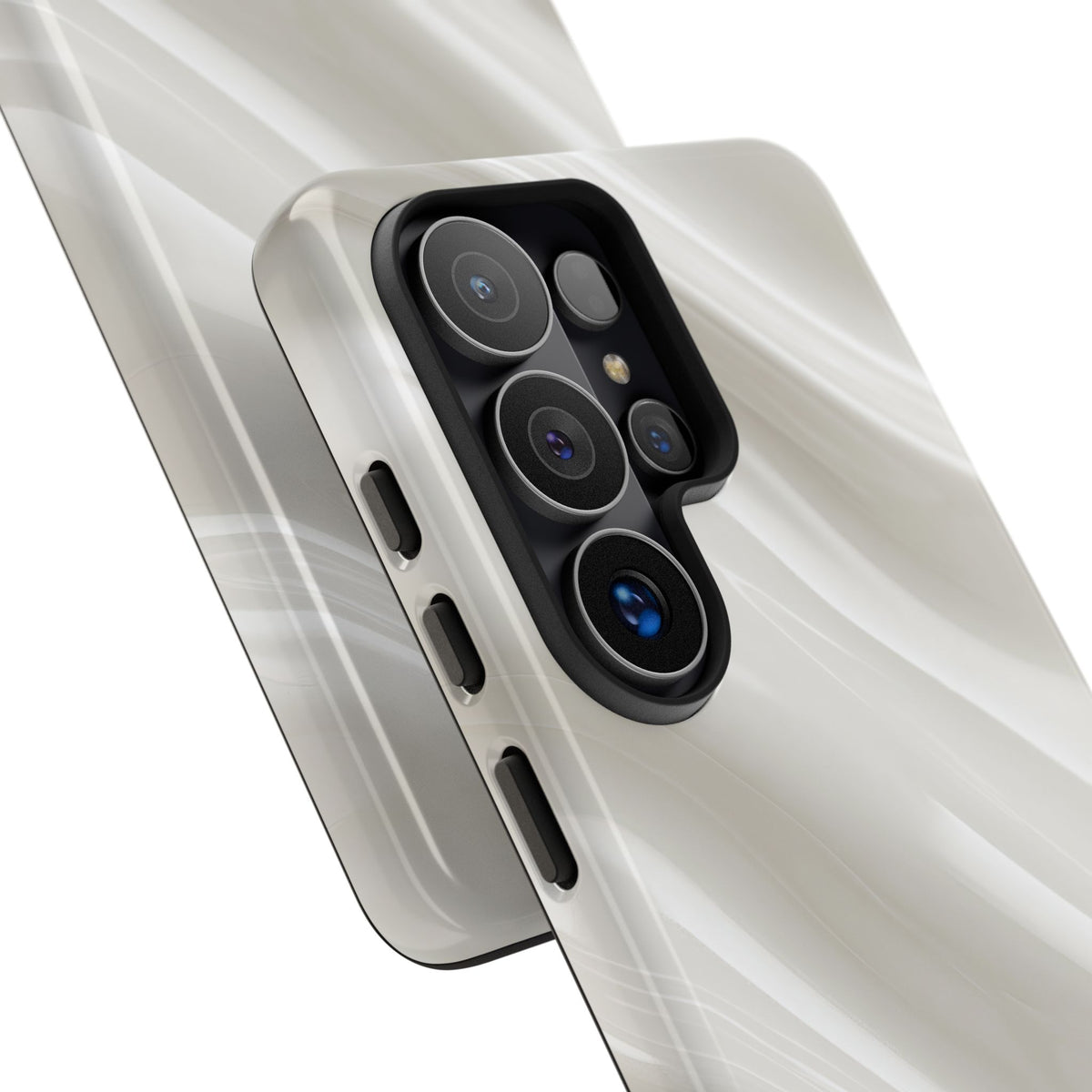 White Tough Phone Case for Samsung - Polished Ivory Wave