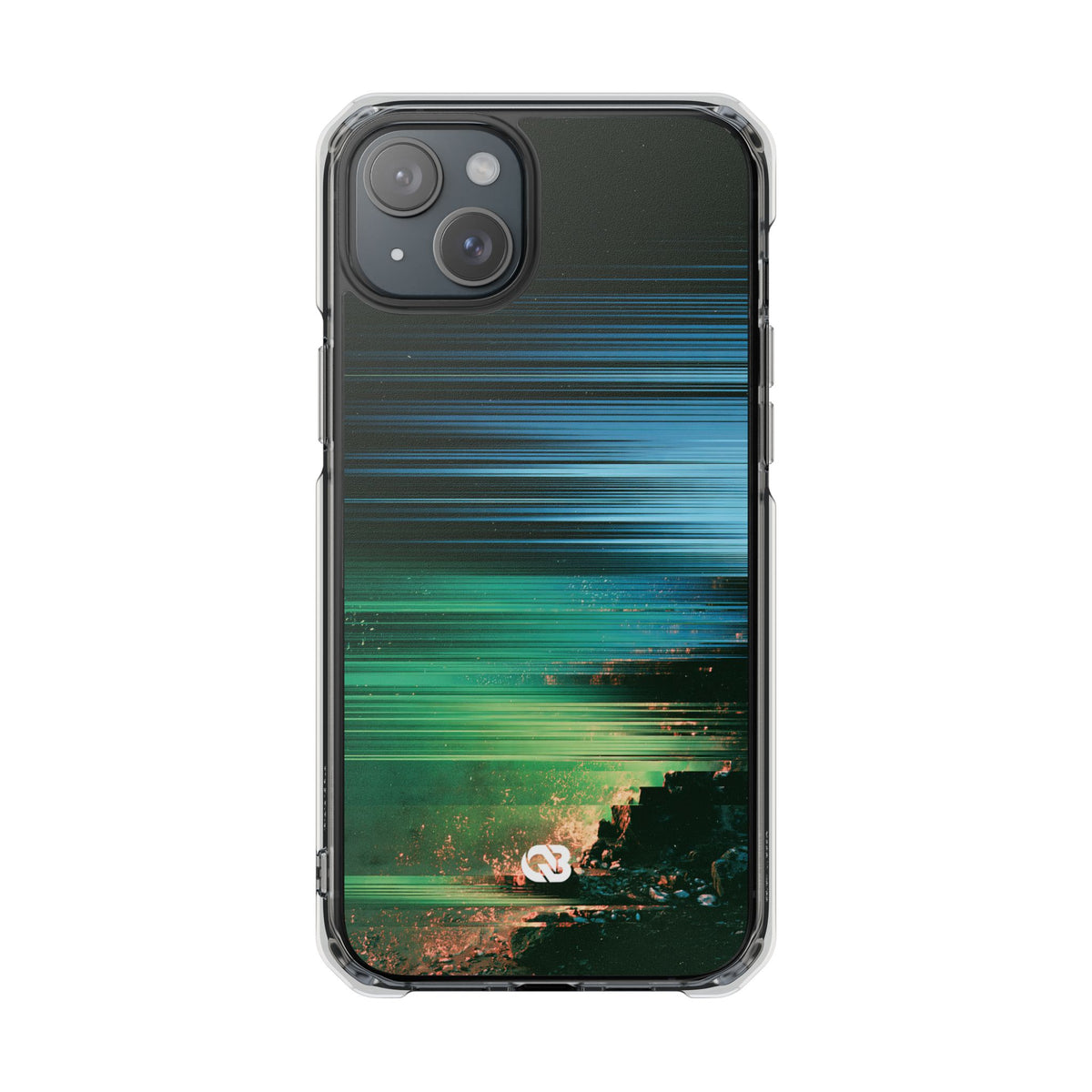 Digital Shoreline Drift · Clear Impact Magnetic Phone Case for iPhone · Teal