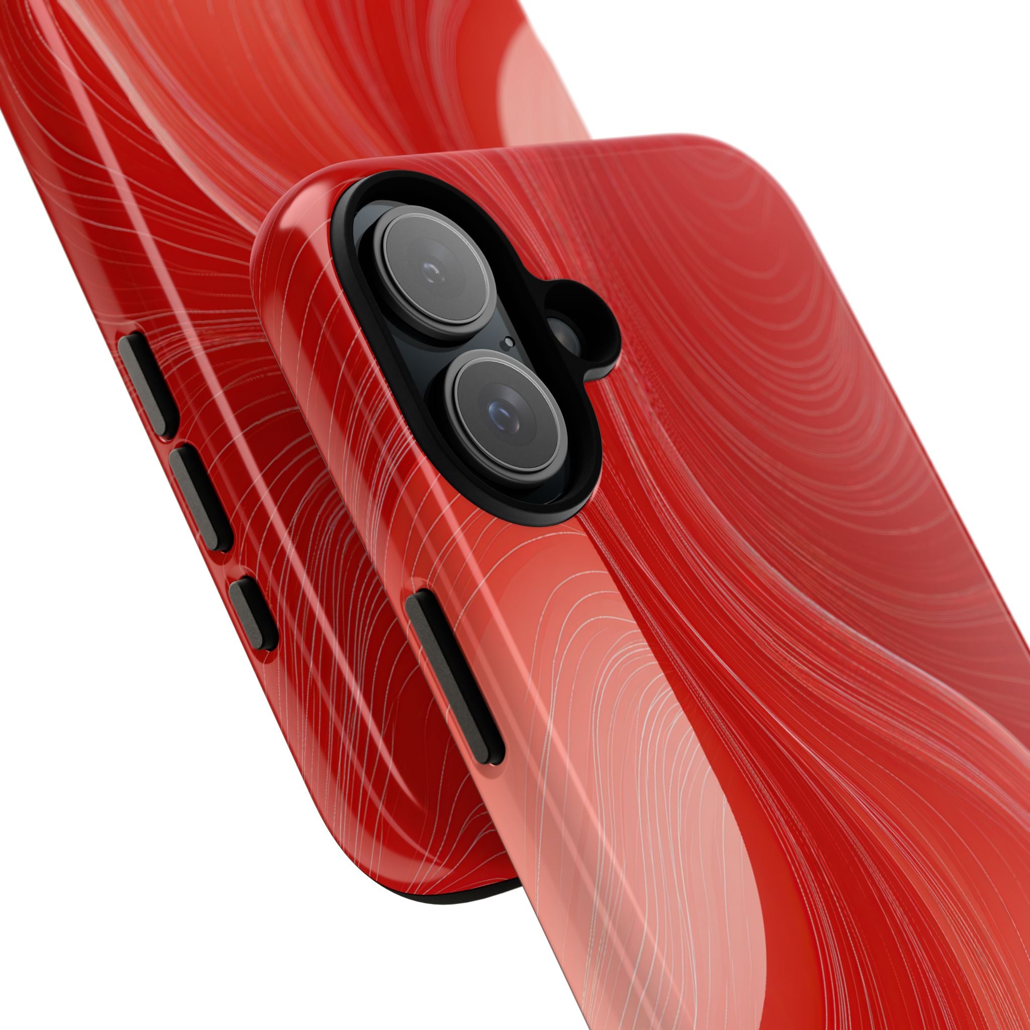 Red Tough Phone Case for iPhone - Crimson Silk Strands