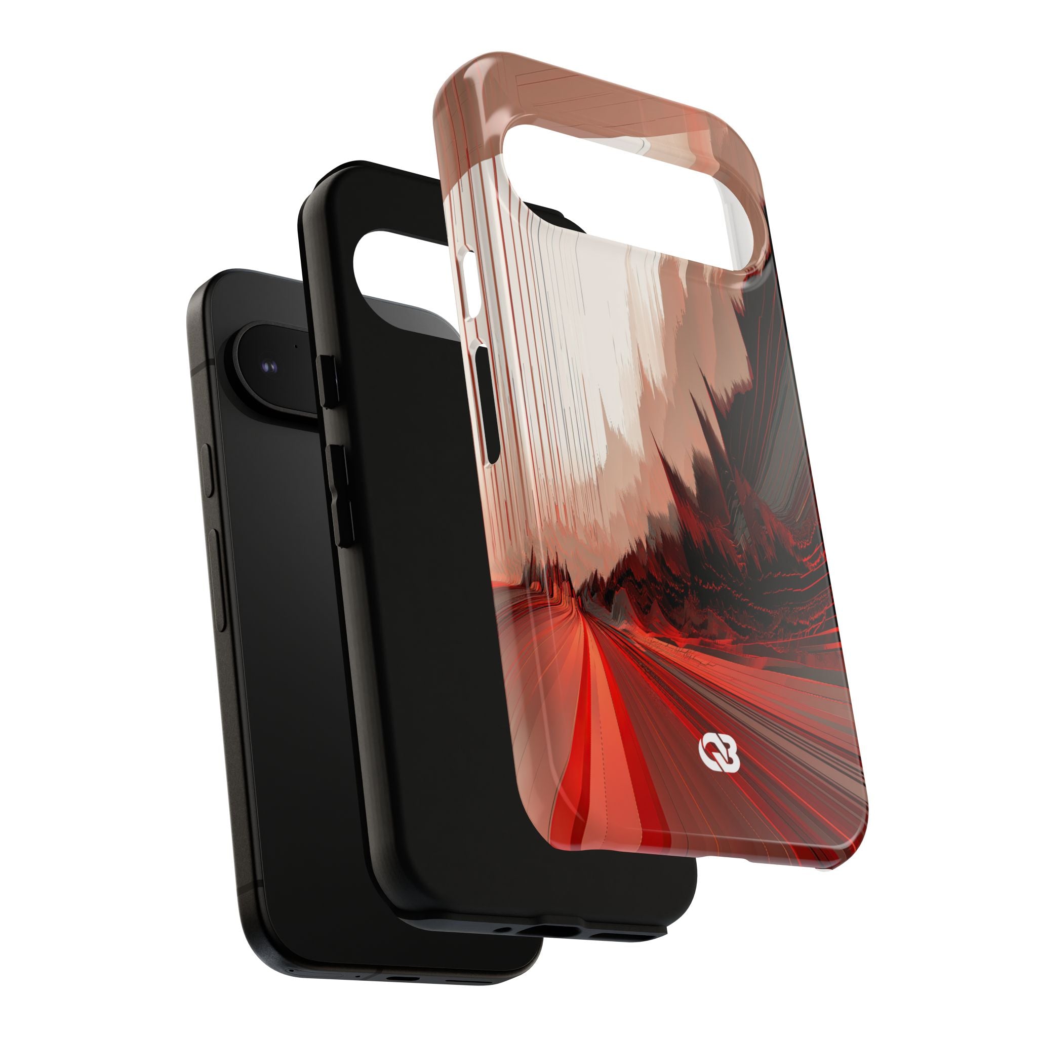 Red Tough Phone Case for Google Pixel - Crimson Pulse Horizon