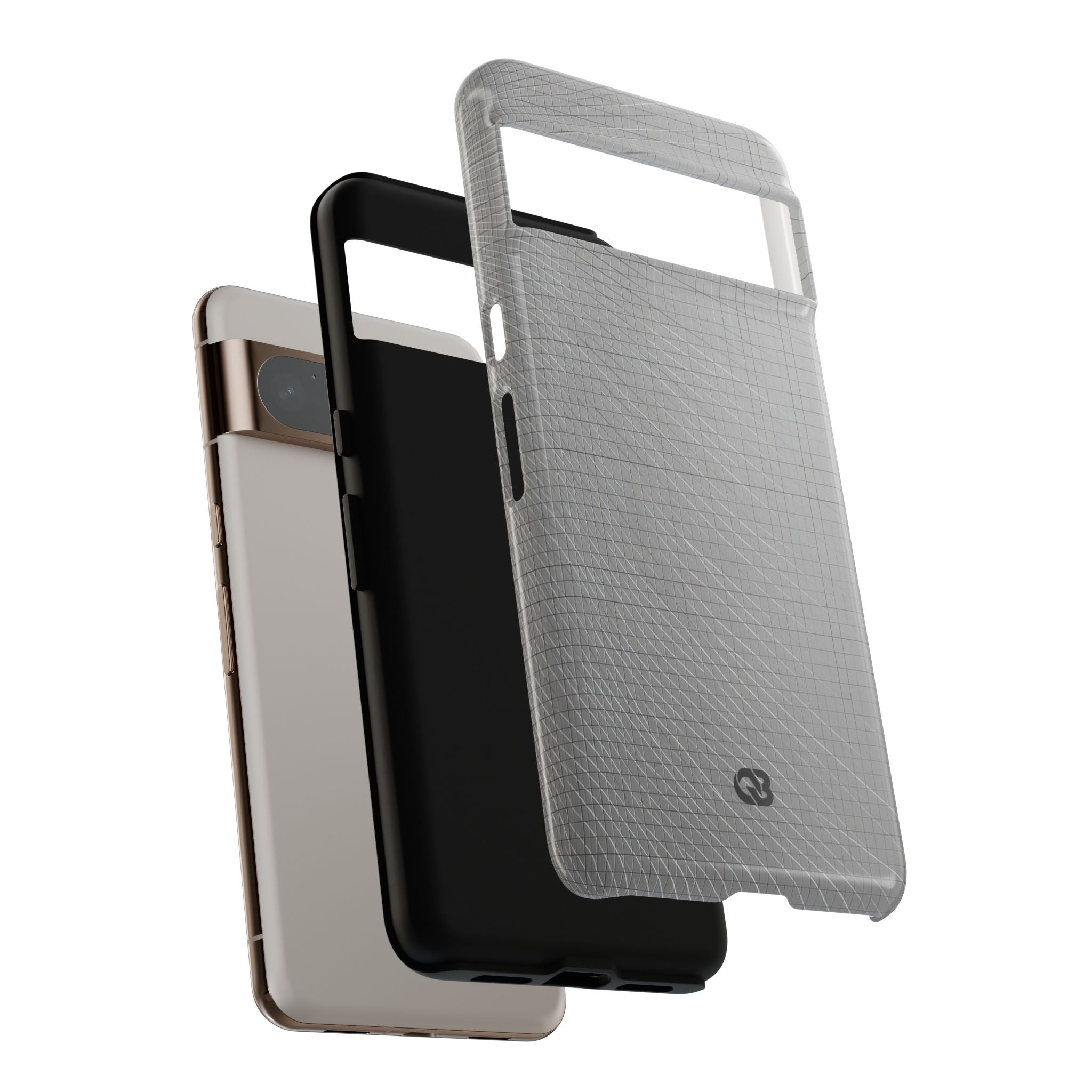 Grey Tough Phone Case for Google Pixel - Chrome Mesh Warp