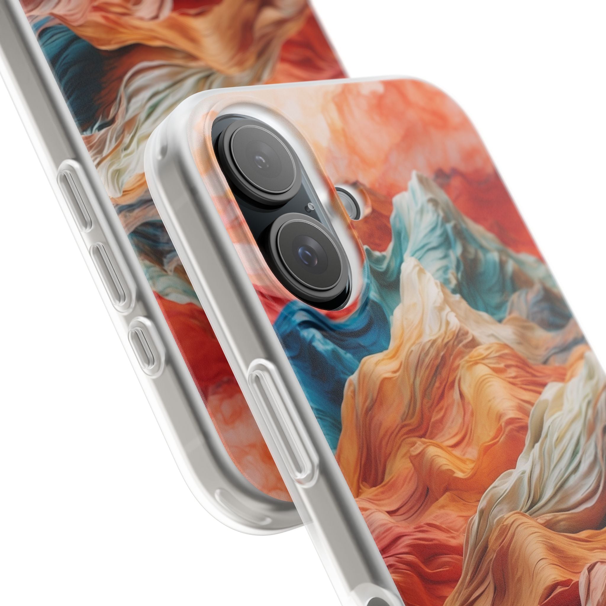 Fabric Peaks Cream iPhone 16 Case - Soft