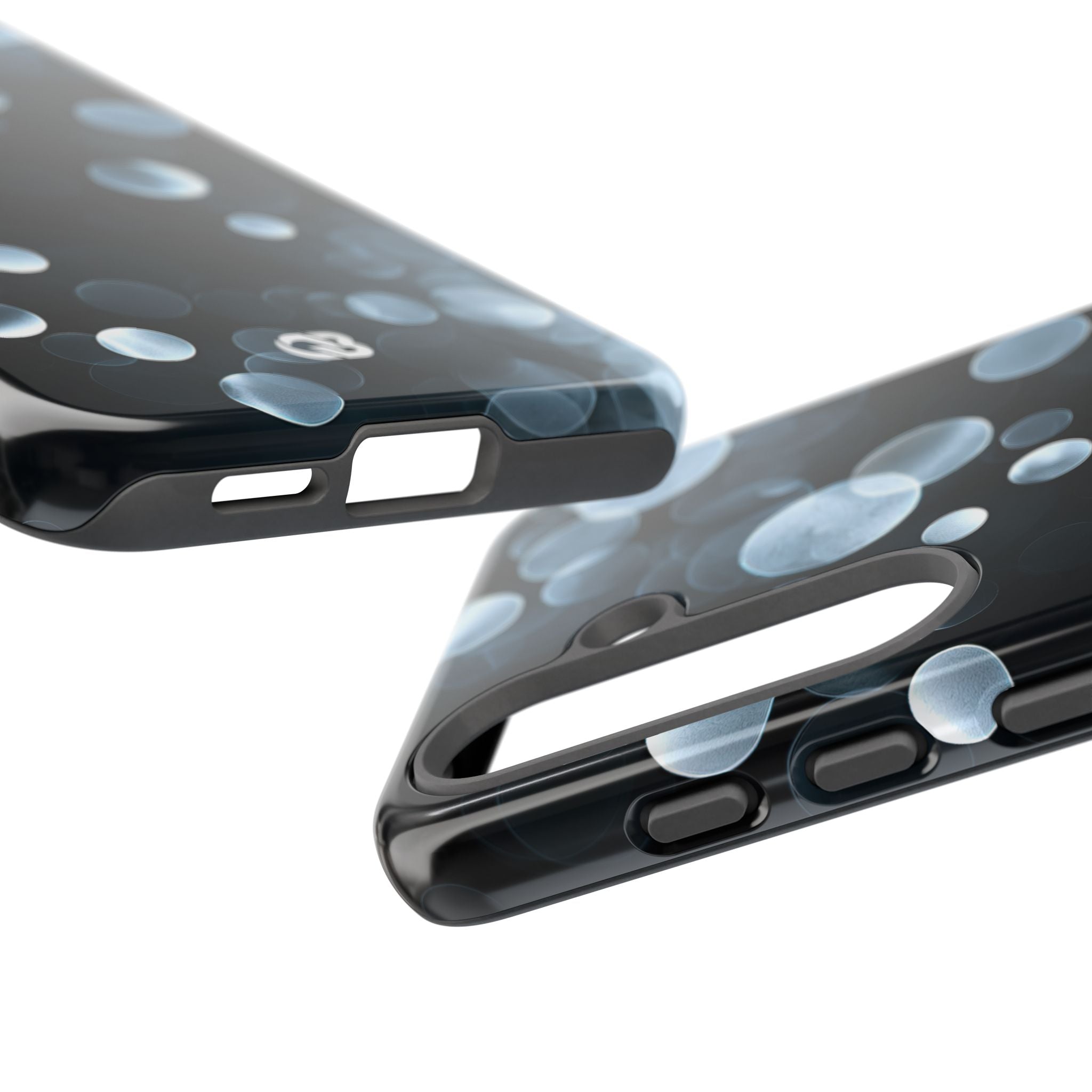 Black Tough Phone Case for Samsung - Silver Orbit Glow