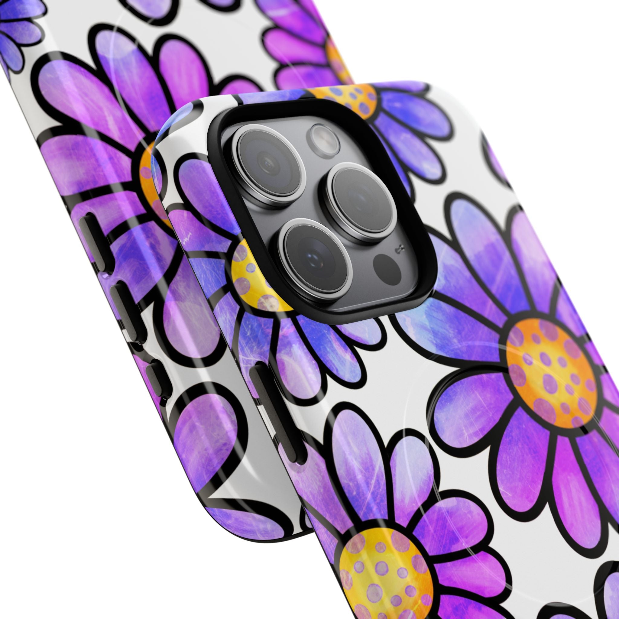 Violet Grunge Bloom · Tough+ Handyhülle für iPhone · Magsafe