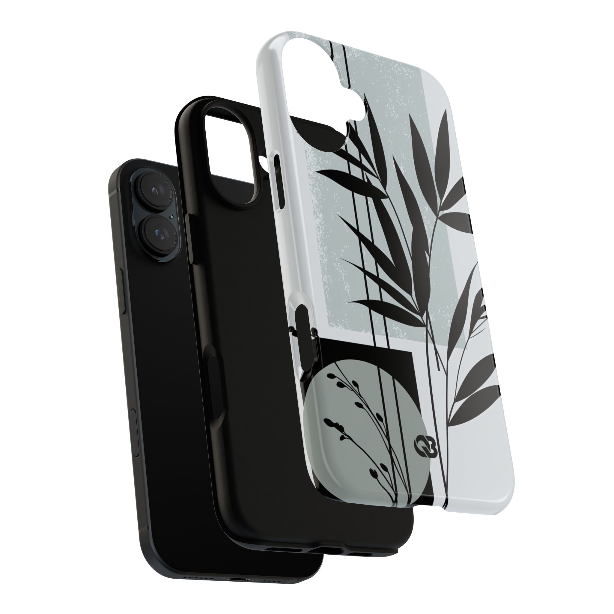 Grey Tough Phone Case for iPhone - Sage Bamboo Noir