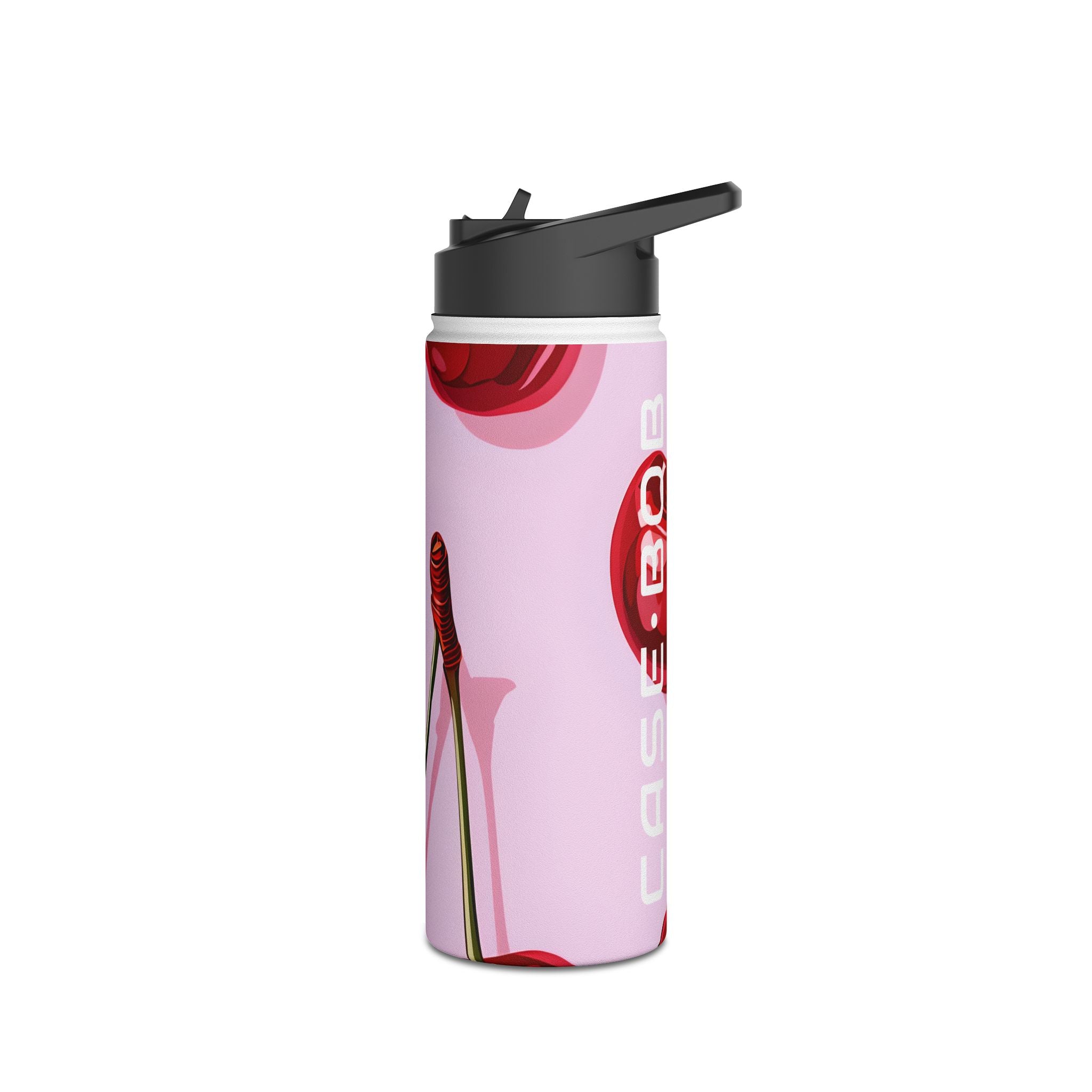 Glossy Cherry Glow - Stainless Steel Water Bottle