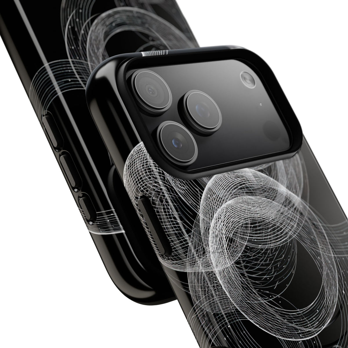 Black Tough 2.0 Magsafe Phone Case for iPhone - Kinetic Wireframe Orbit