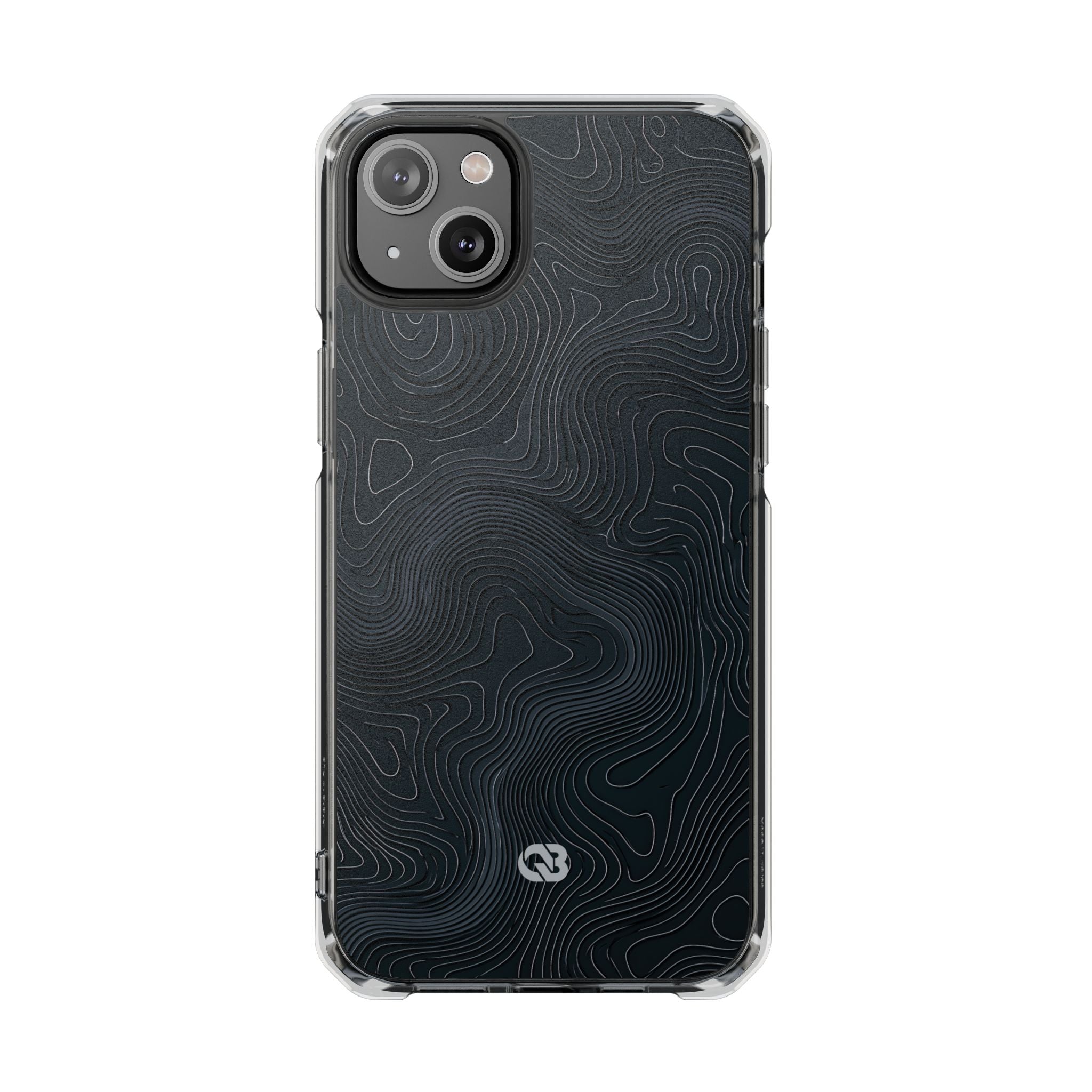 Black Impact MagSafe Phone Case for iPhone - Obsidian Ridge Topo