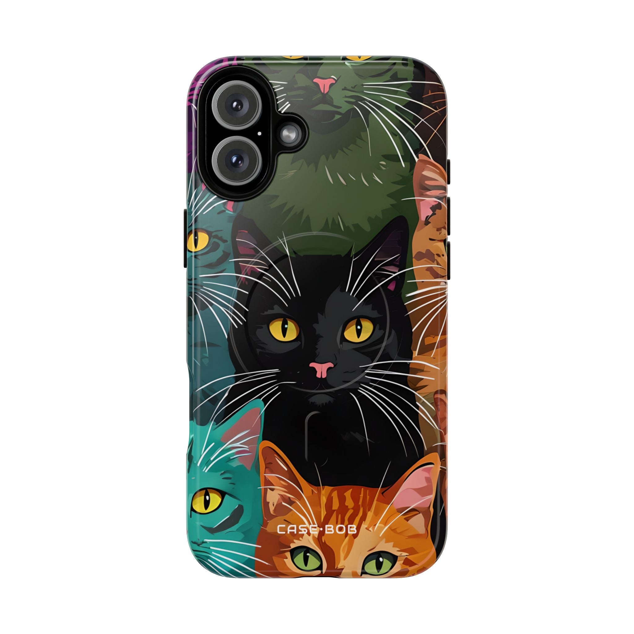 Teal Cat Grid iPhone 16 Plus Case - Tough+