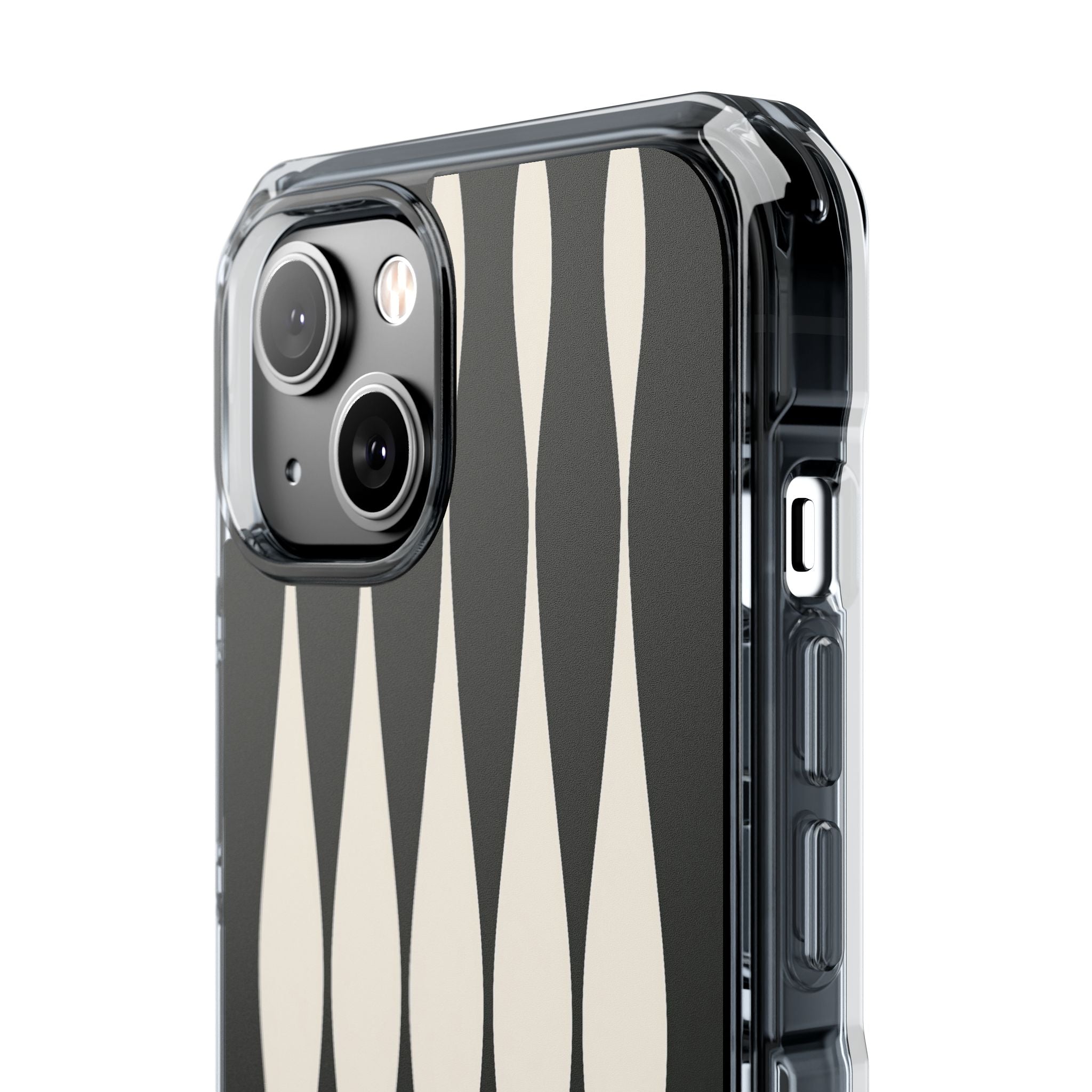Black Impact MagSafe Phone Case for iPhone - Ivory Spindle Grid