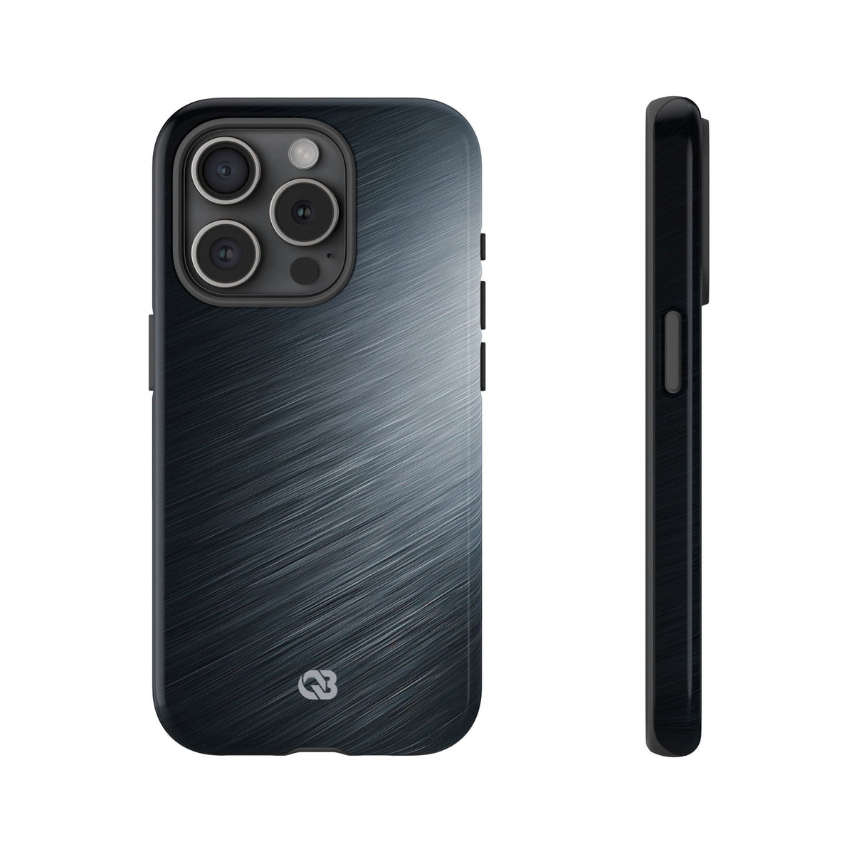 Grey Tough Phone Case for iPhone - Charcoal Brushed Steel