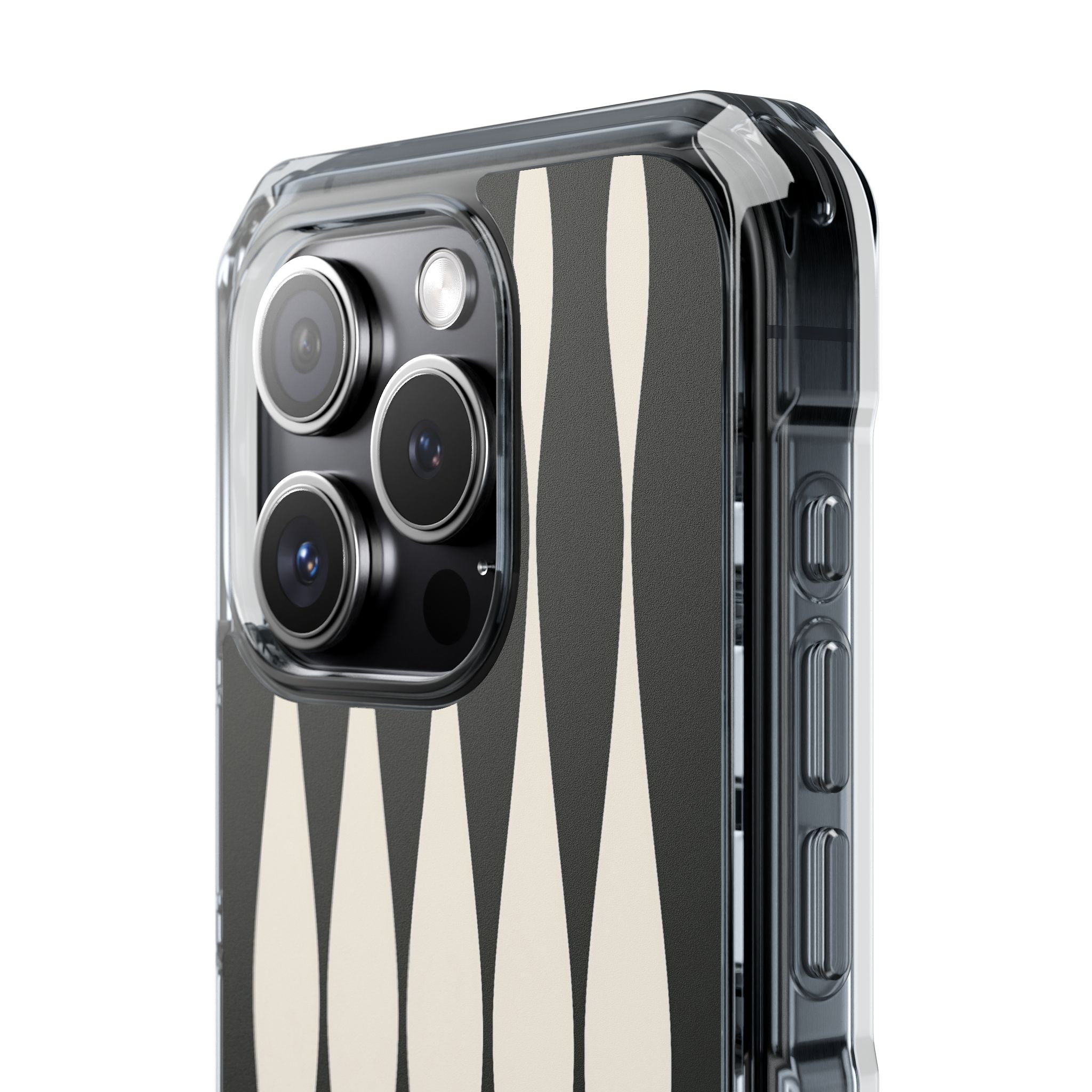 Black Impact MagSafe Phone Case for iPhone - Ivory Spindle Grid