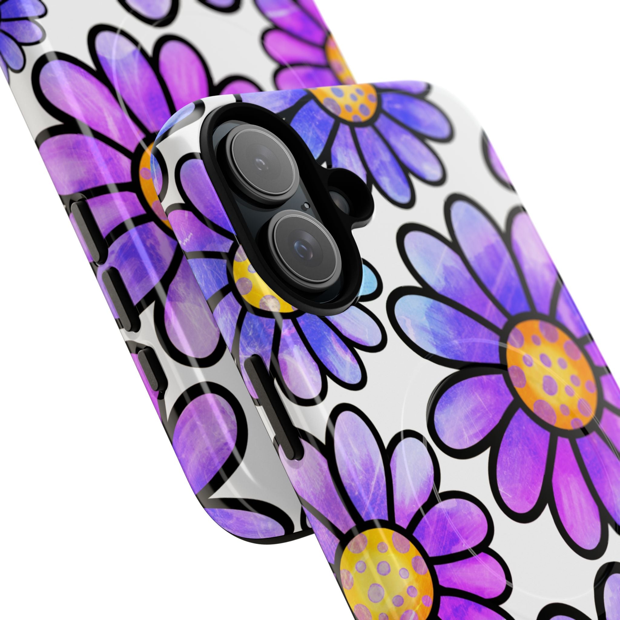 Violet Grunge Bloom · Tough+ Handyhülle für iPhone · Magsafe