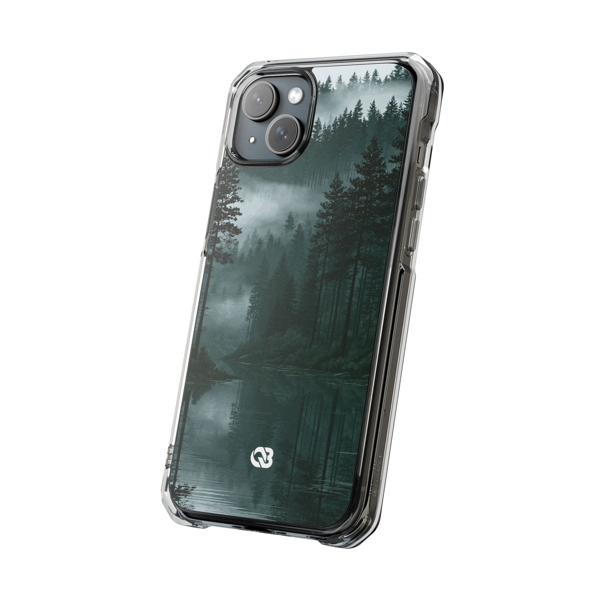 Misty Pine Reflections · Clear Impact Magnetic Phone Case for iPhone · Green