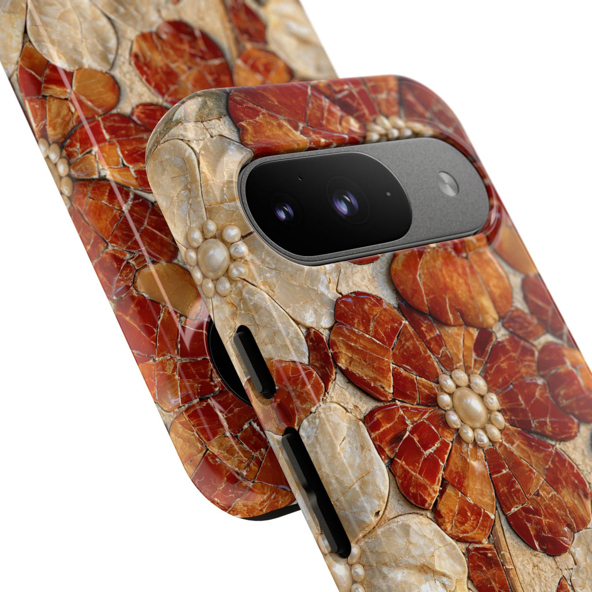 Carnelian Pearl Bloom · Tough Phone Case for Pixel · Orange