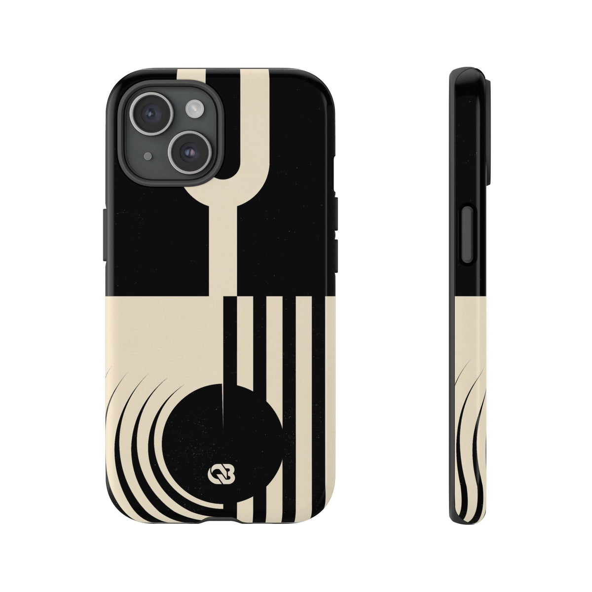 Black Tough Phone Case for iPhone - Ivory Signal Grid