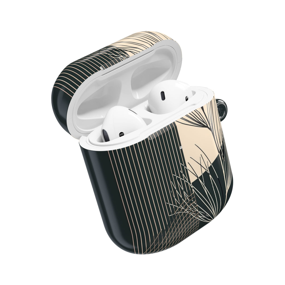 Botanical Crescent Linework · Hard Case for AirPods & AirPods Pro · Green