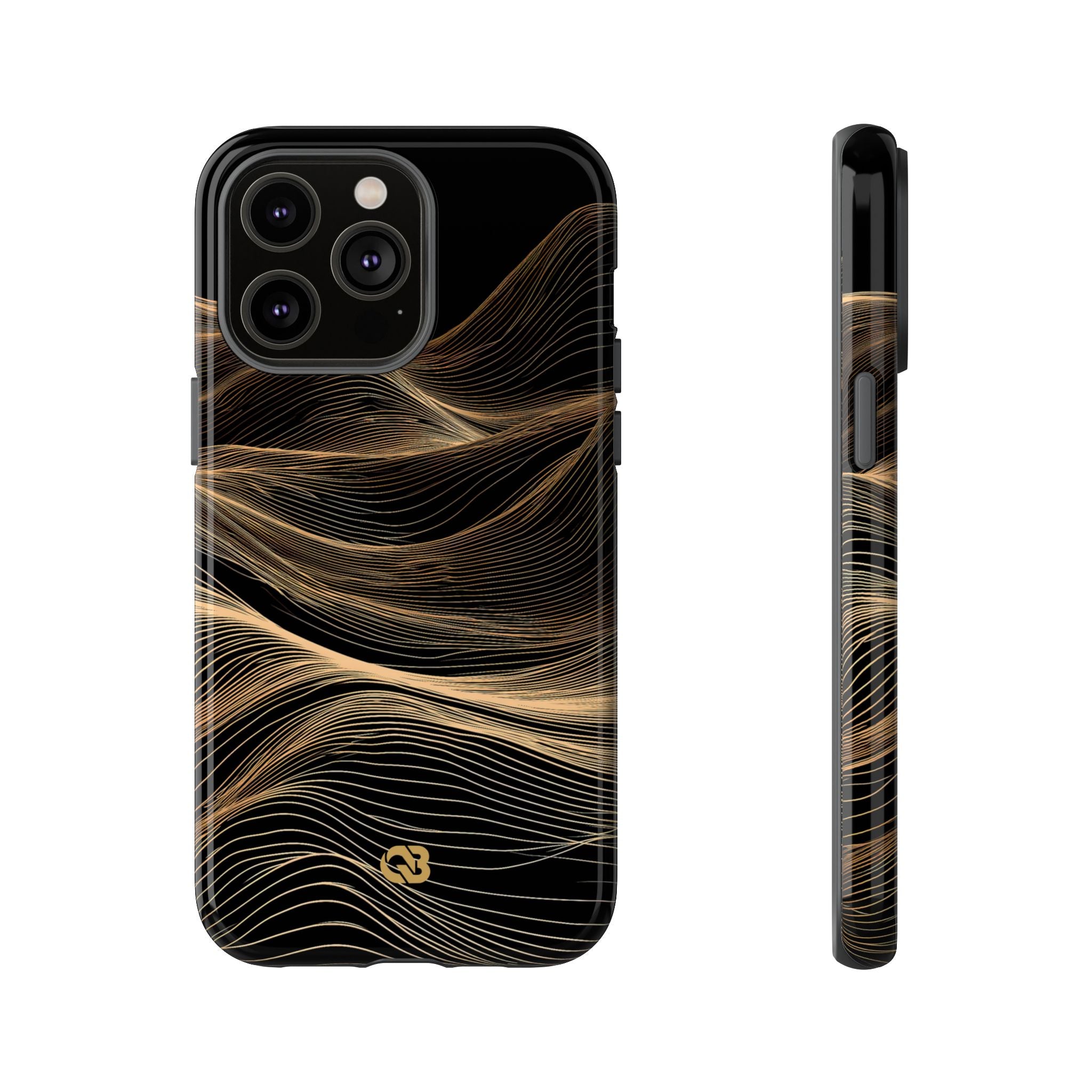 Black Tough Phone Case for iPhone - Copper Topo Ridge