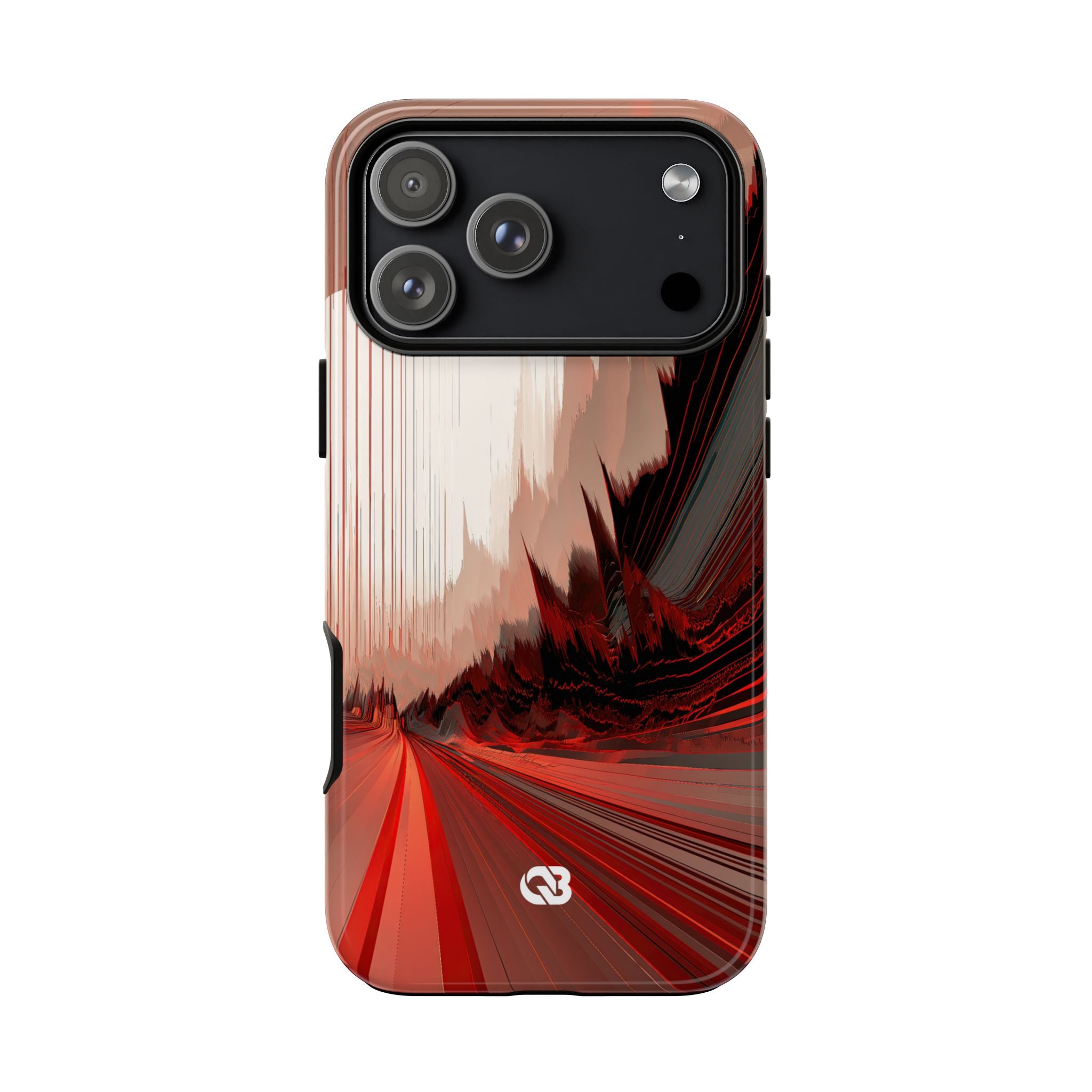 Red Tough Phone Case for iPhone - Crimson Pulse Horizon