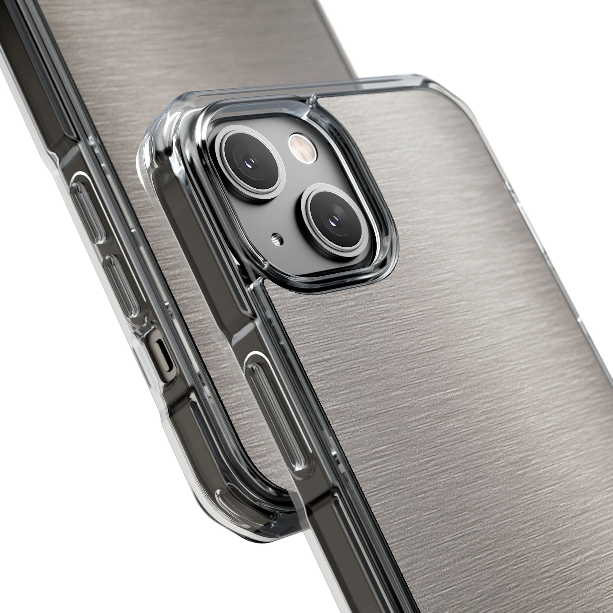 Grey Impact MagSafe Phone Case for iPhone - Brushed Nickel Linen