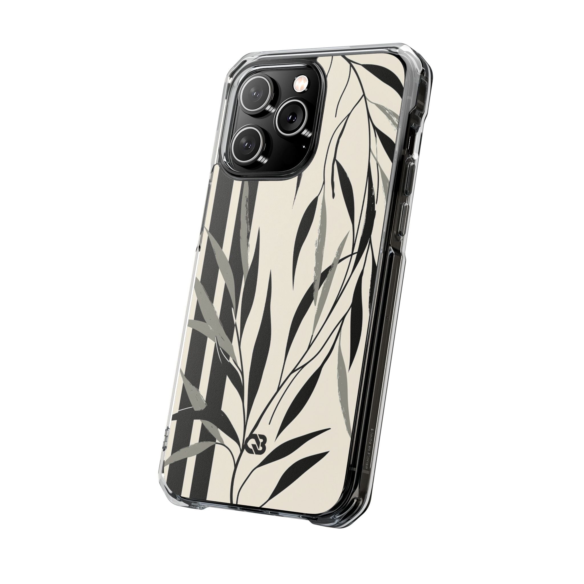 Beige Impact MagSafe Phone Case for iPhone - Soot Leaf Sketch