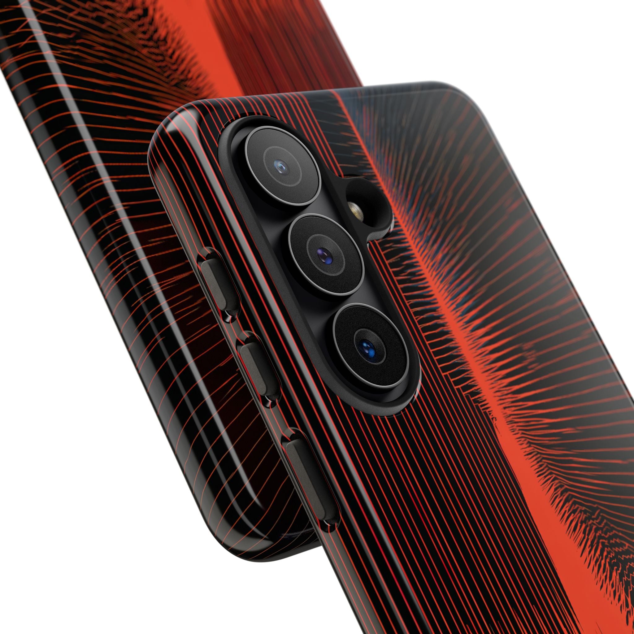 Red Tough Phone Case for Samsung - Crimson Frequency Pulse