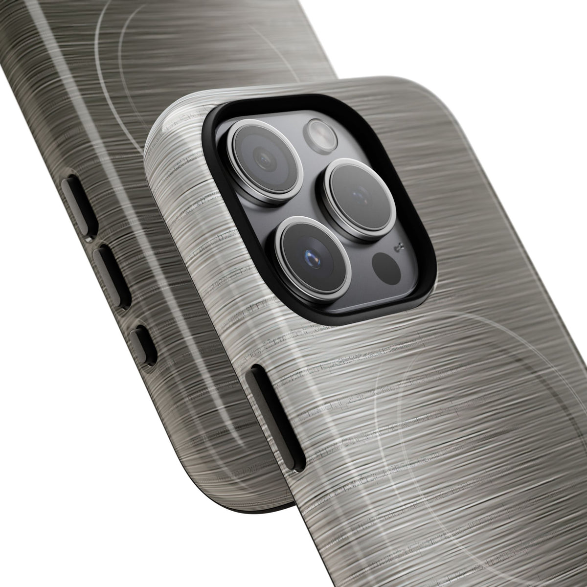 Grey Tough 2.0 Magsafe Phone Case for iPhone - Brushed Industrial Steel