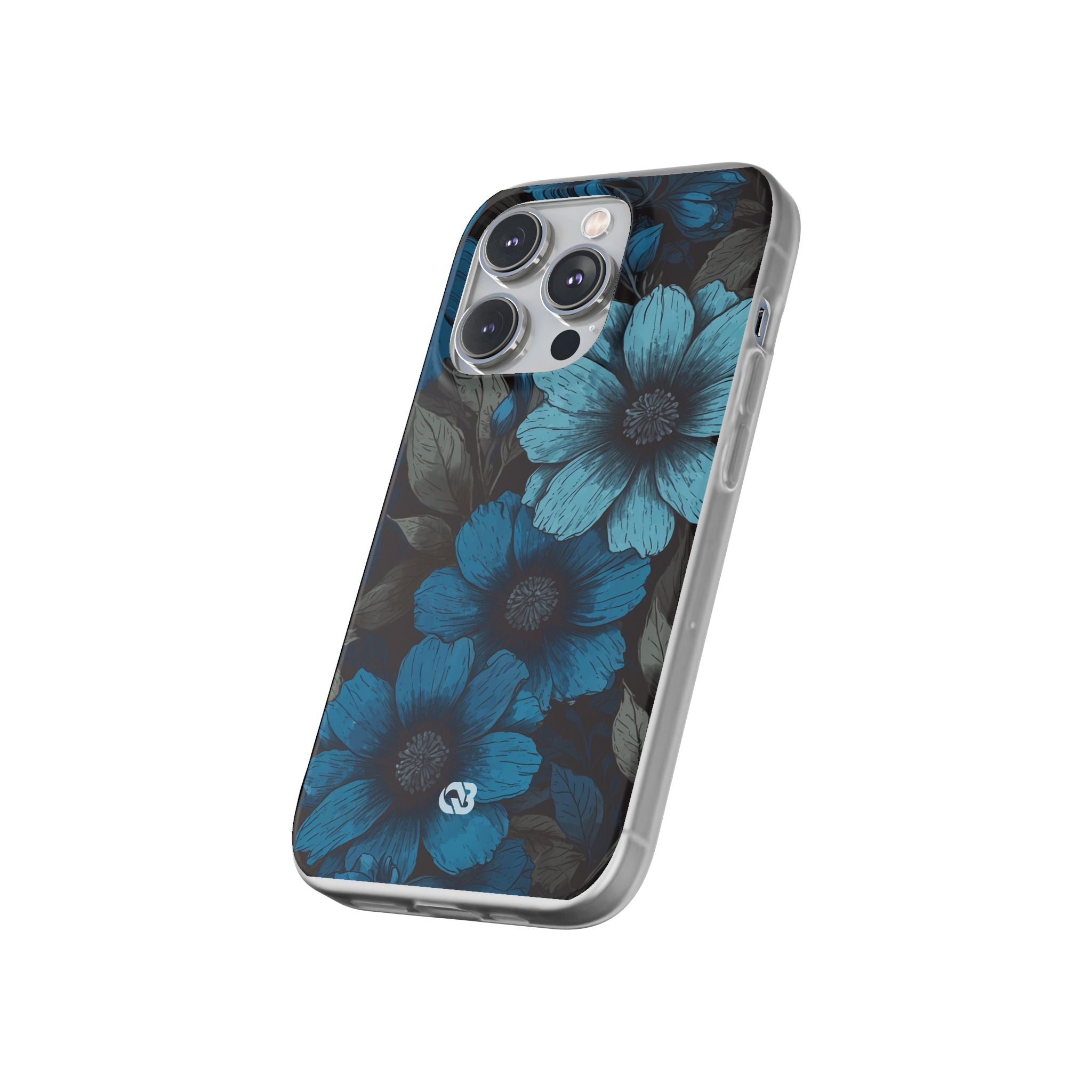 Obsidian Blue Petals · Soft Phone Case for iPhone