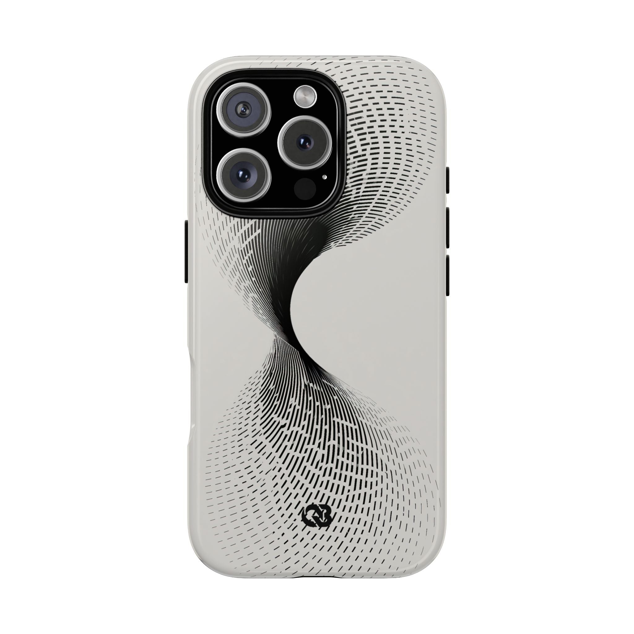 White Tough Phone Case for iPhone - Linear Torsion Grid