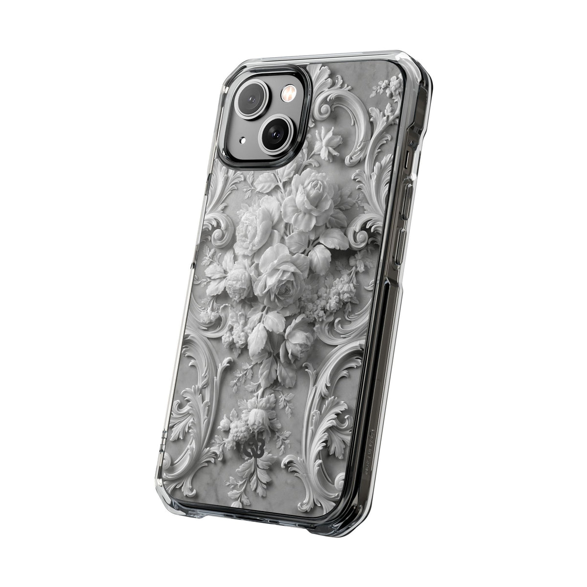 Rococo Marble Rose · Clear Impact Magnetic Phone Case for iPhone · White