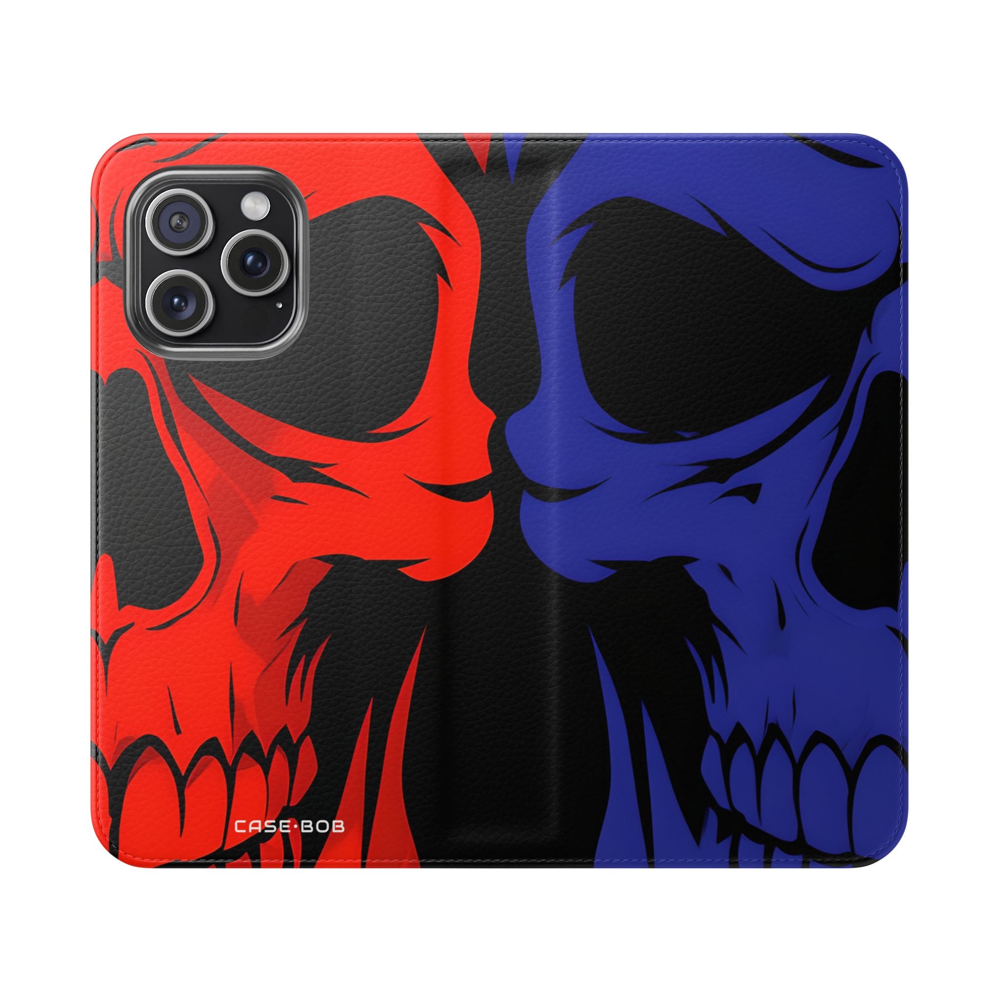 Dual Skulls RedBlue - iPhone 15 Pro Max Case - Wallet