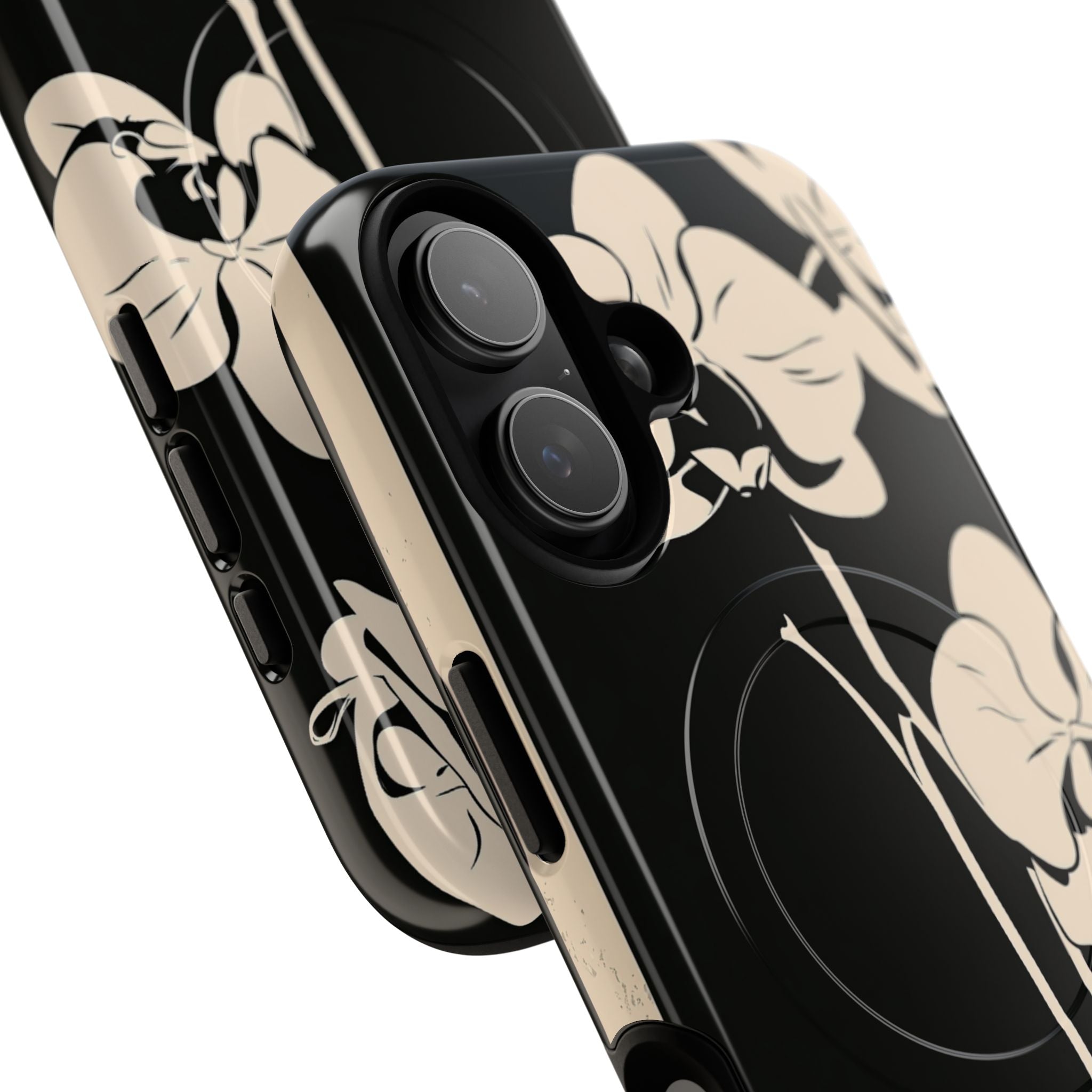Black Tough 2.0 Magsafe Phone Case for iPhone - Obsidian Bone Orchid