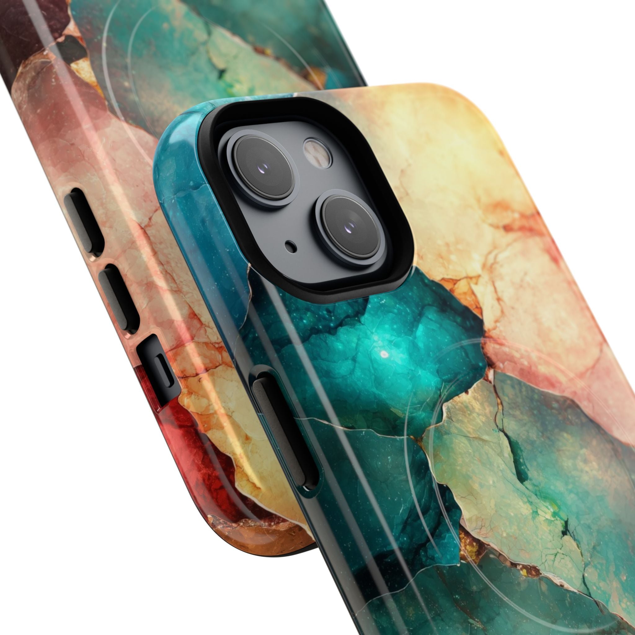 Teal Mosaikadern iPhone 14 Case - Tough+