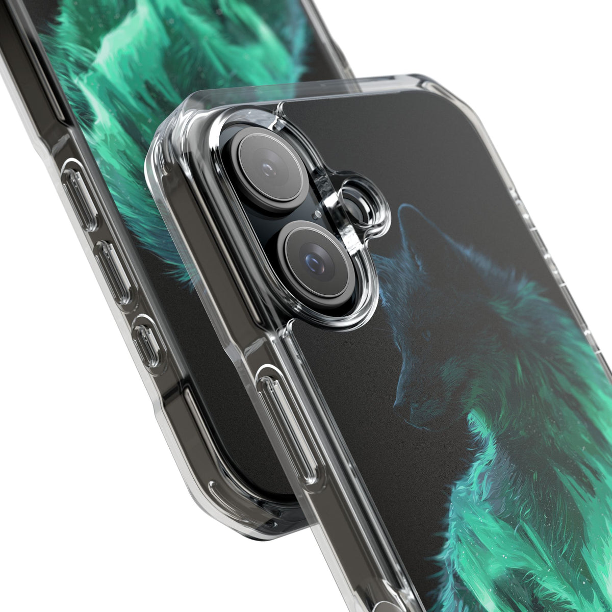 Nordic Aurora Fox · Clear Impact Magnetic Phone Case for iPhone · Teal