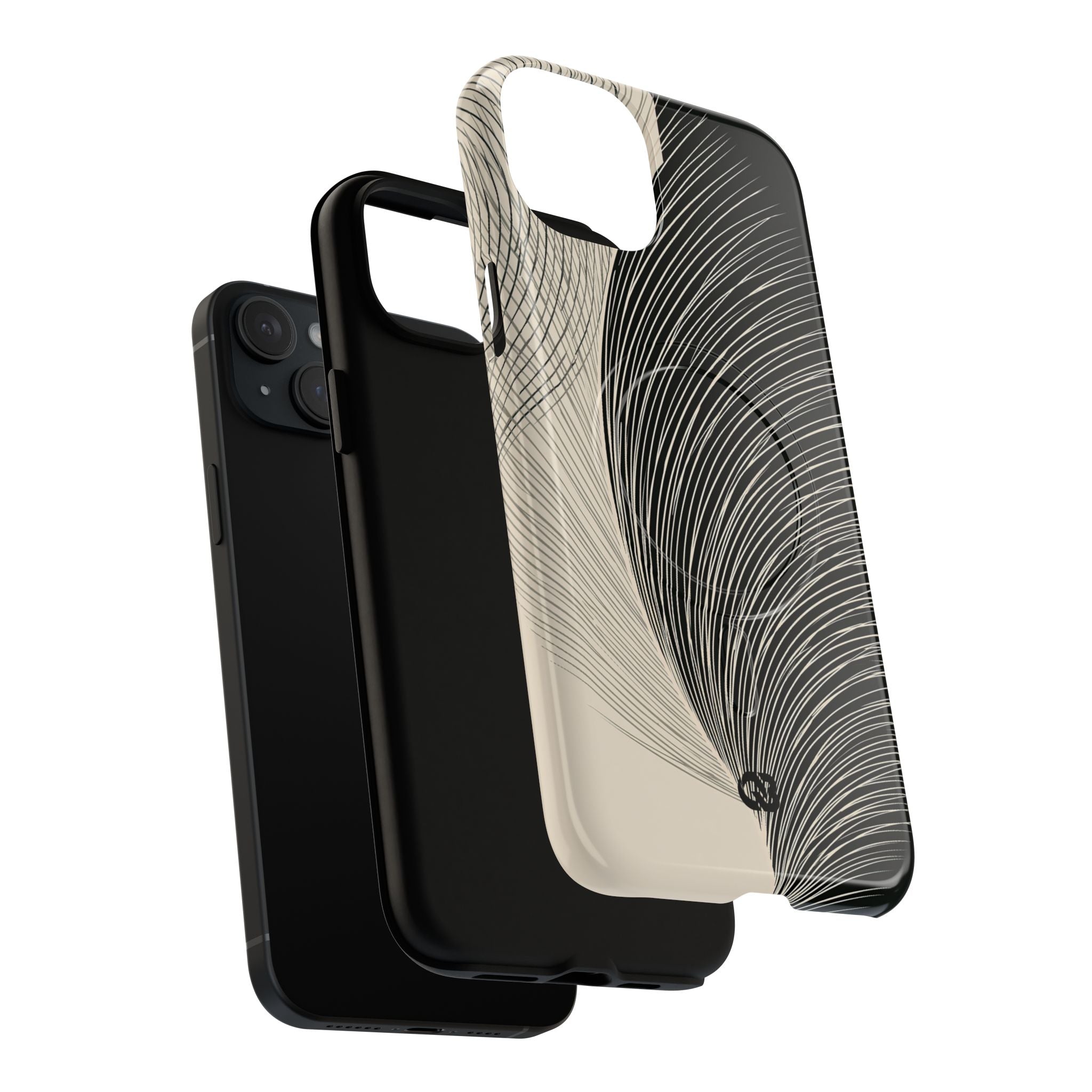 Beige Tough 2.0 Magsafe Phone Case for iPhone - Obsidian Cream Plume